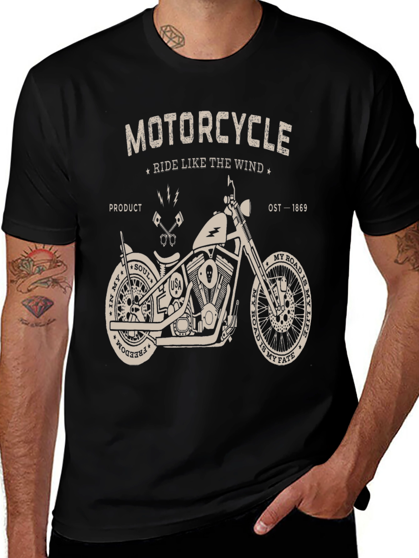 Motorcycle Ride Like The Wind Graphic T-Shirt