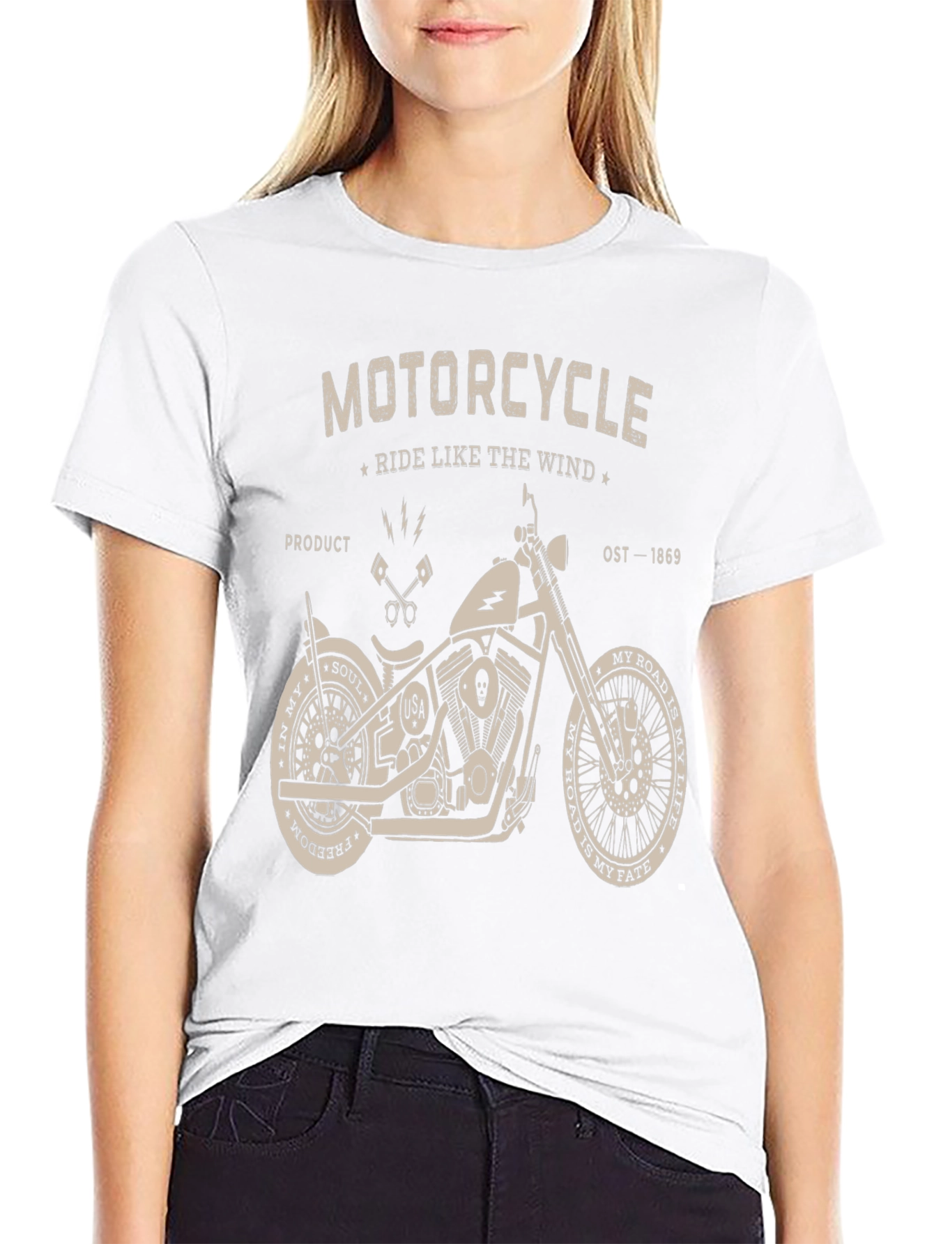 Motorcycle Ride Like The Wind Graphic T-Shirt