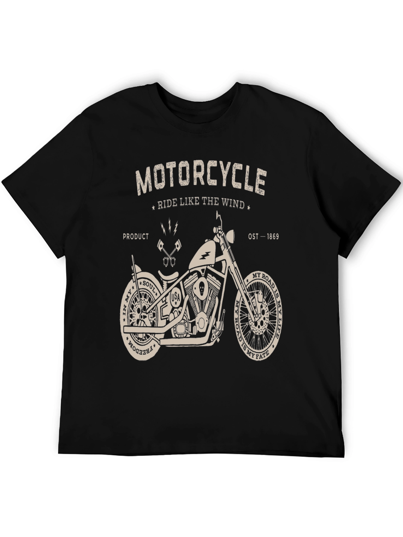 Motorcycle Ride Like The Wind Graphic T-Shirt
