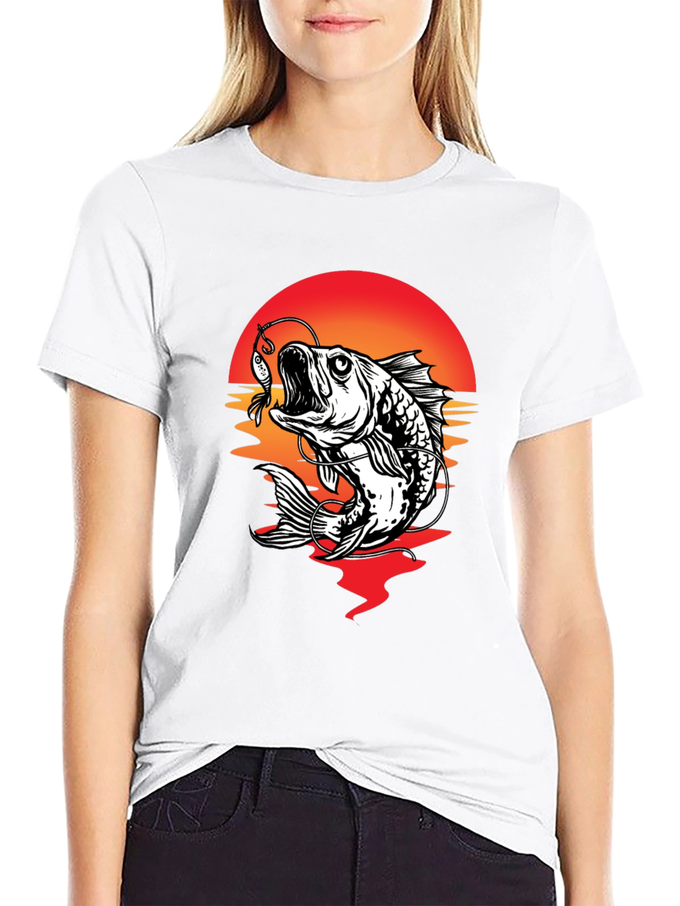 Bass Fishing Sunset Graphic Tee