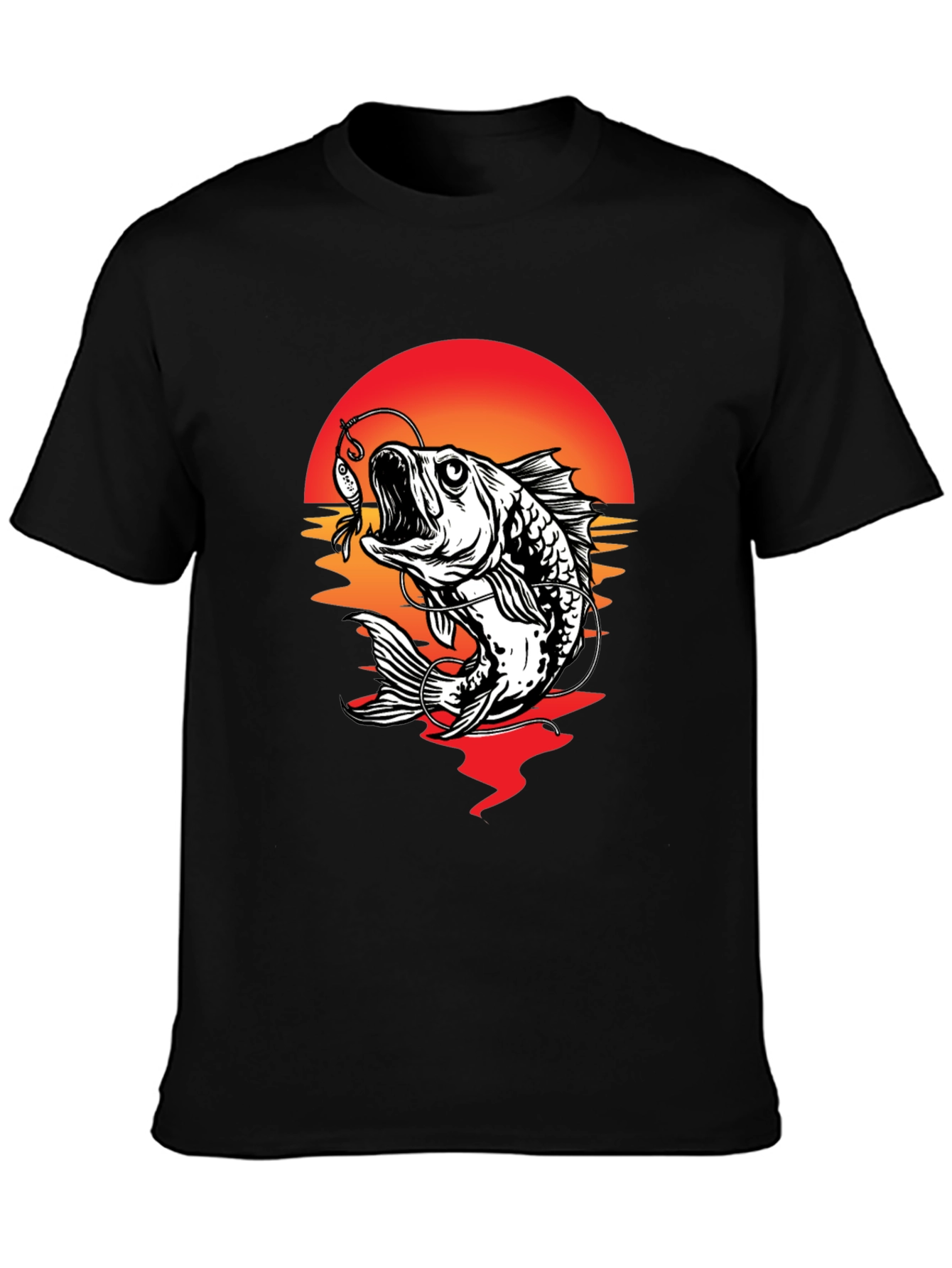 Bass Fishing Sunset Graphic Tee