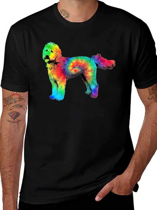 Tie Dye Dog Graphic Tee - Rainbow Doodle Shirt