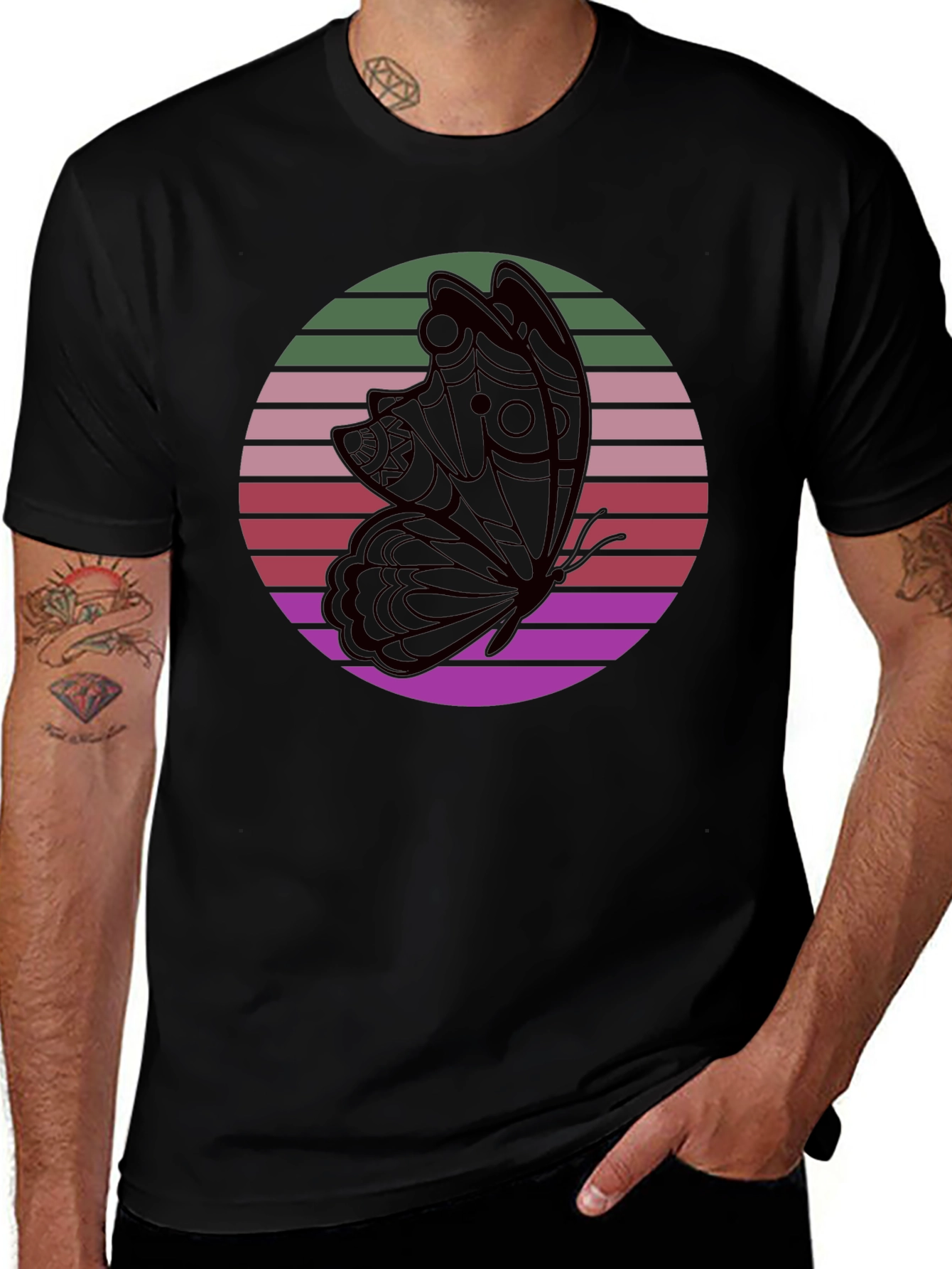 Retro Butterfly Black T-Shirt