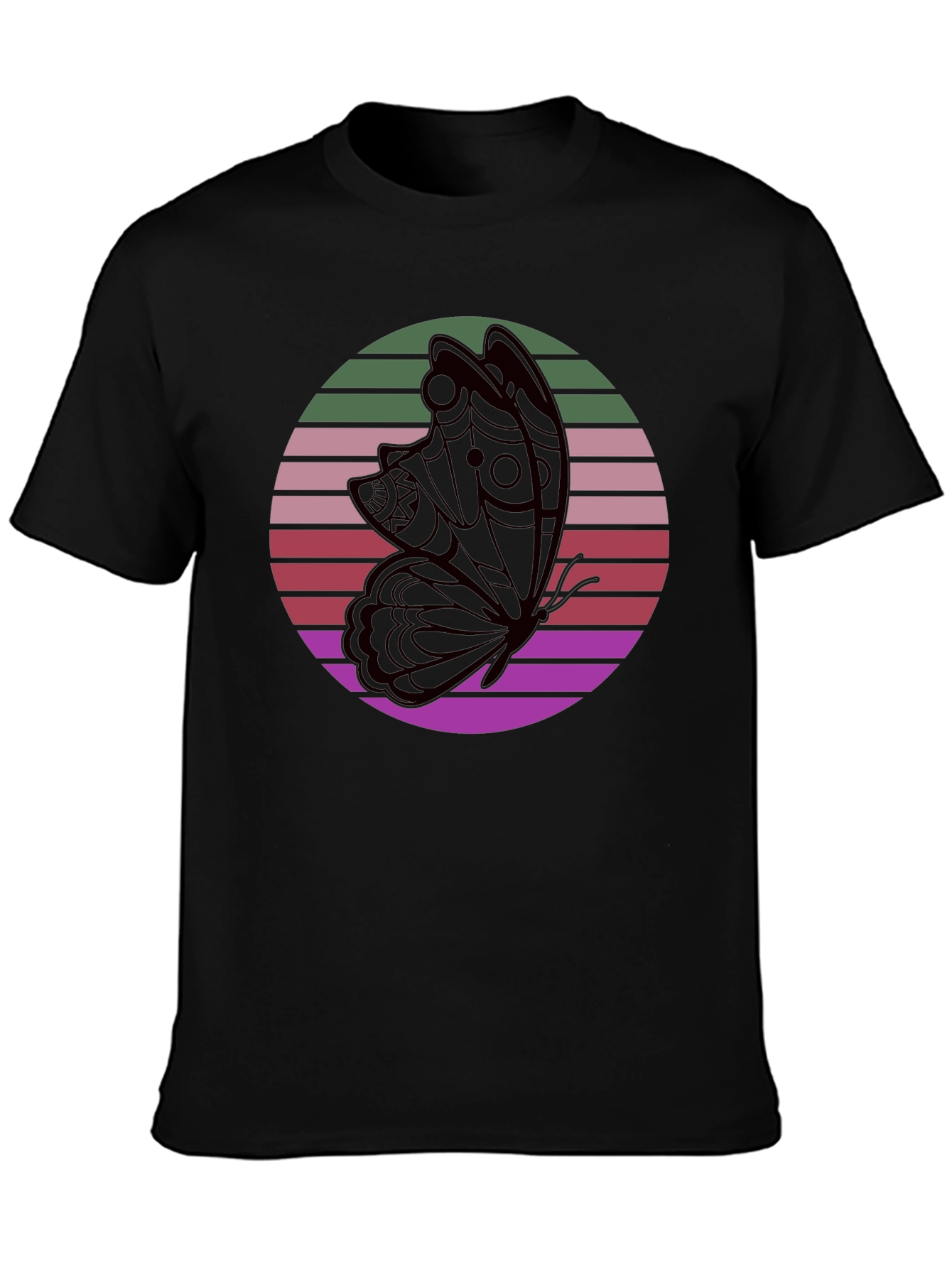 Retro Butterfly Black T-Shirt