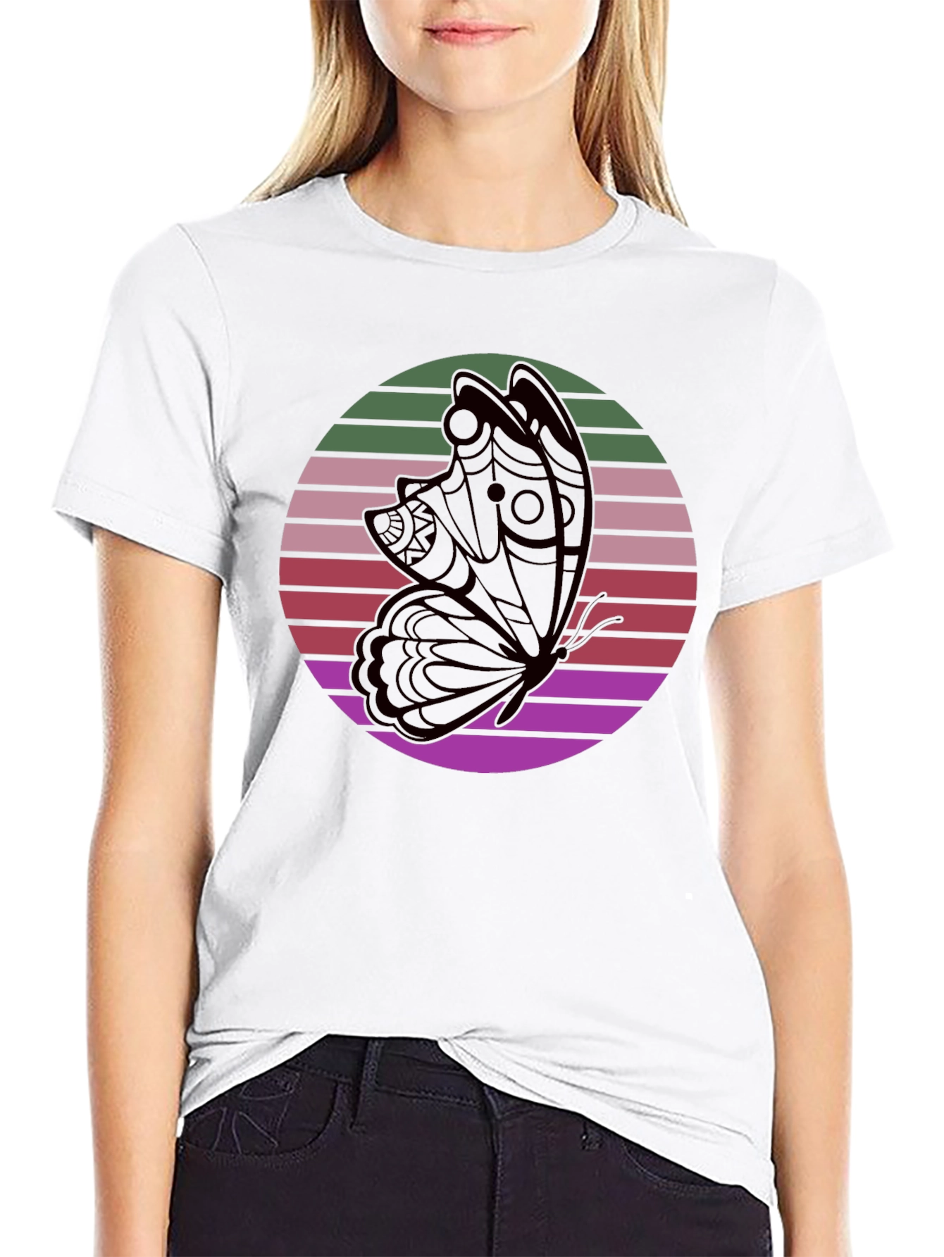 Retro Butterfly Black T-Shirt