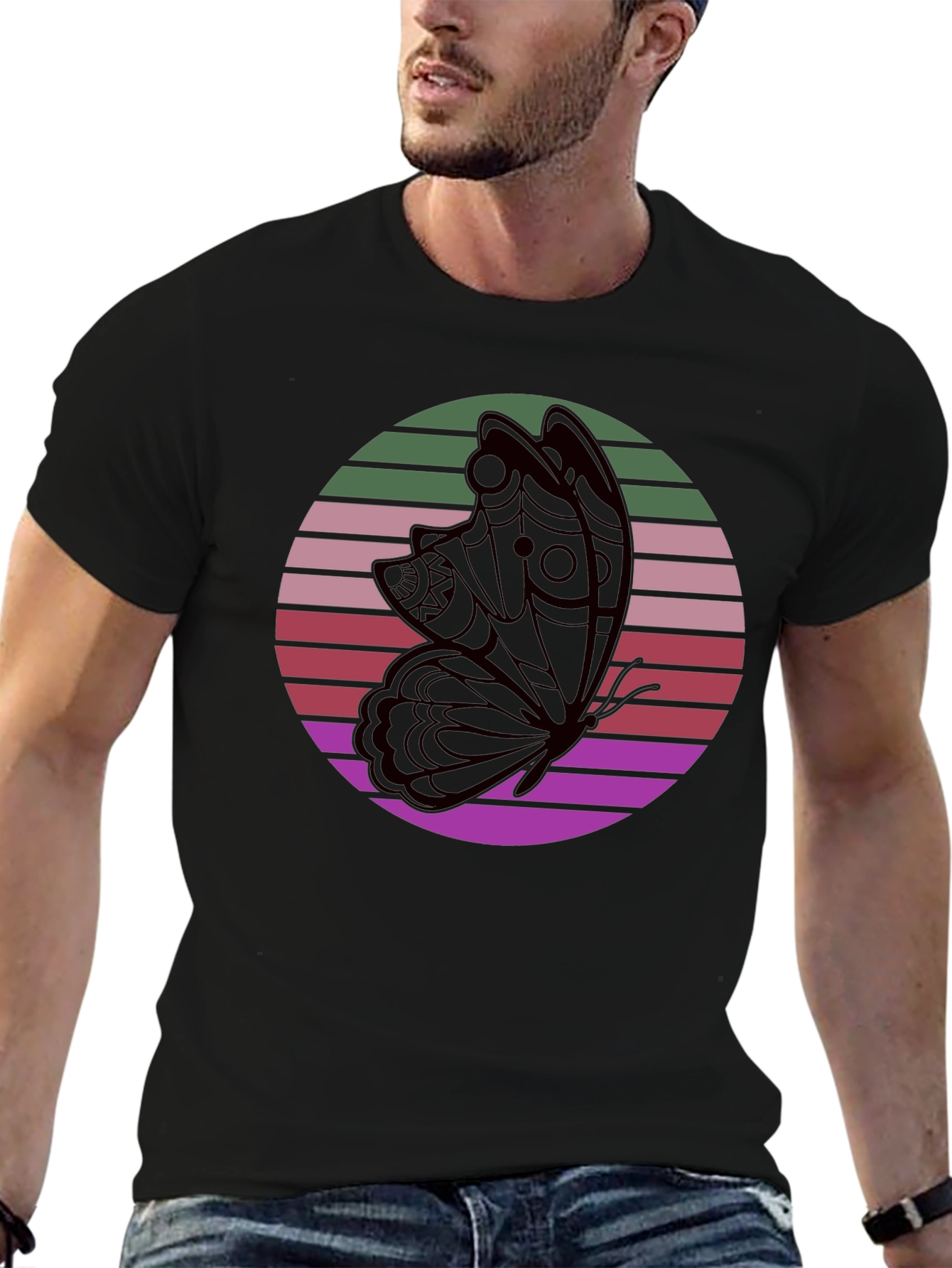 Retro Butterfly Black T-Shirt
