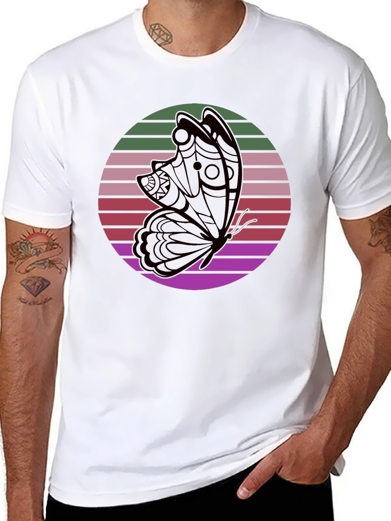 Retro Butterfly Black T-Shirt