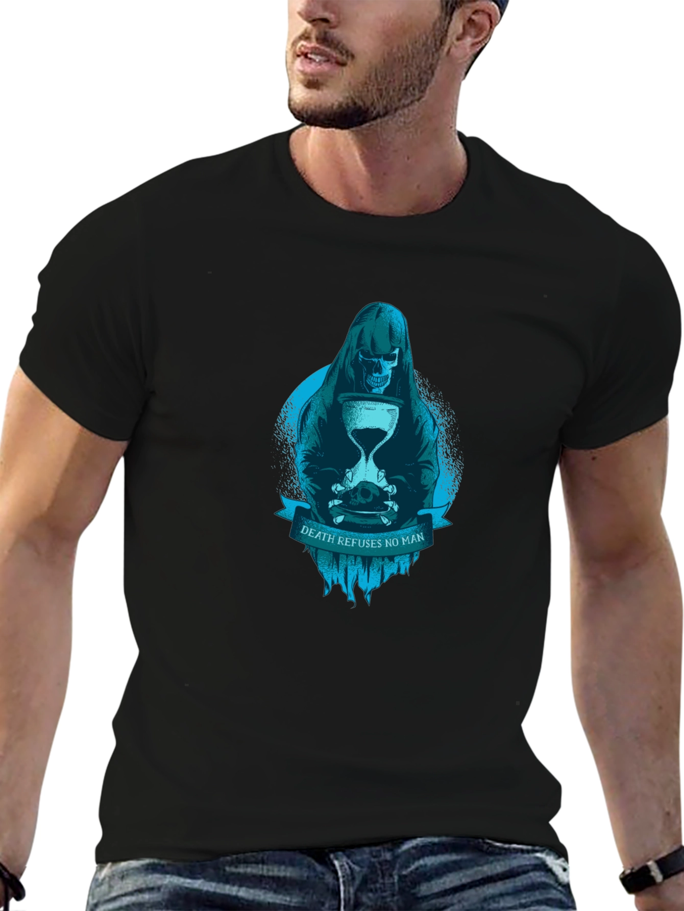 Grim Reaper Death Refuses No Man Graphic T-Shirt