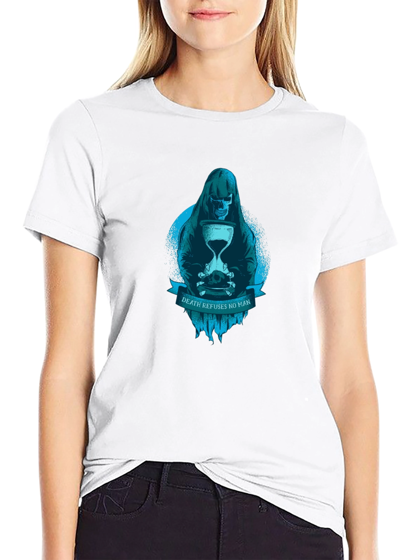 Grim Reaper Death Refuses No Man Graphic T-Shirt
