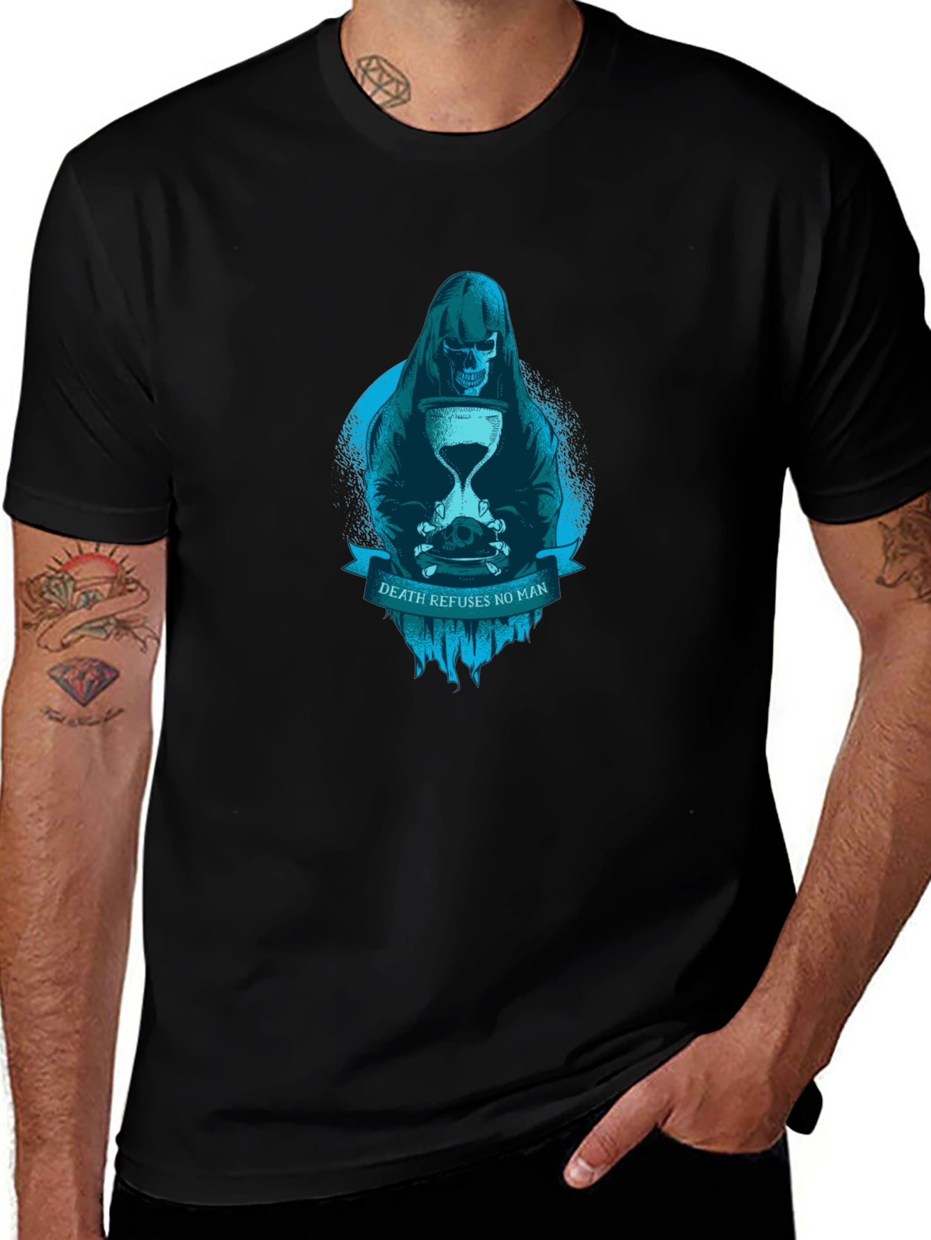 Grim Reaper Death Refuses No Man Graphic T-Shirt
