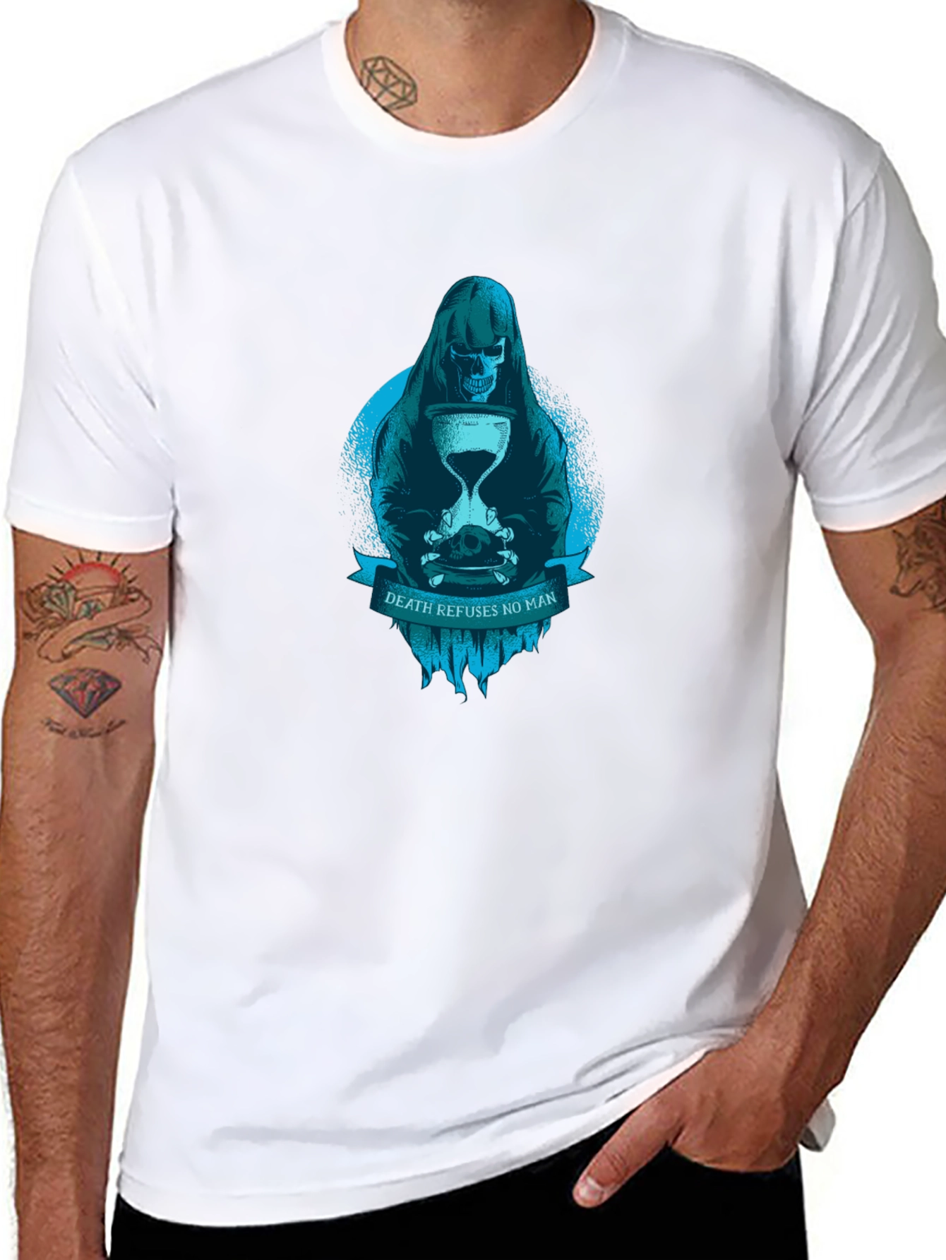 Grim Reaper Death Refuses No Man Graphic T-Shirt