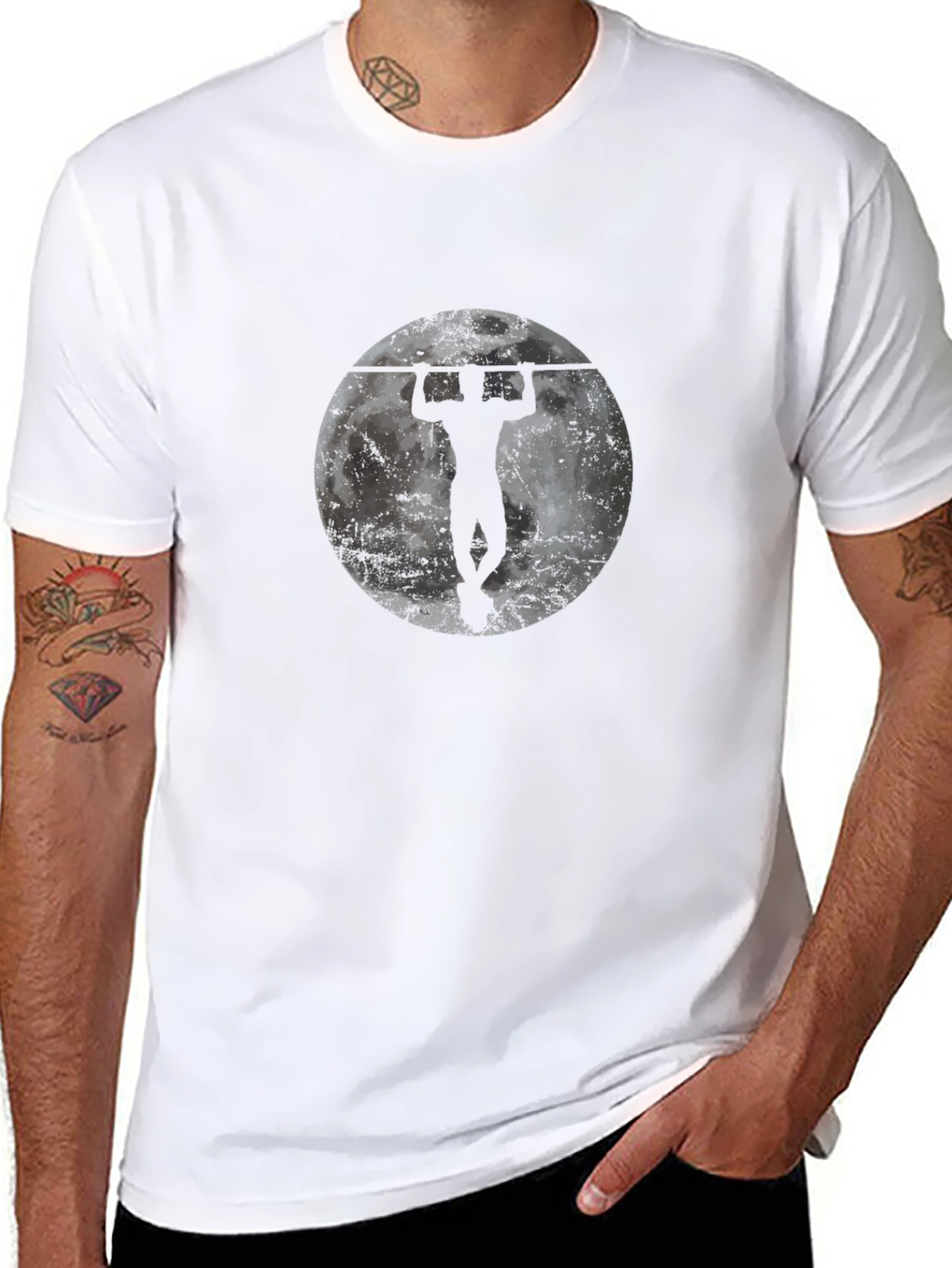 Pull-Up Moon Graphic Tee - Strength & Fitness