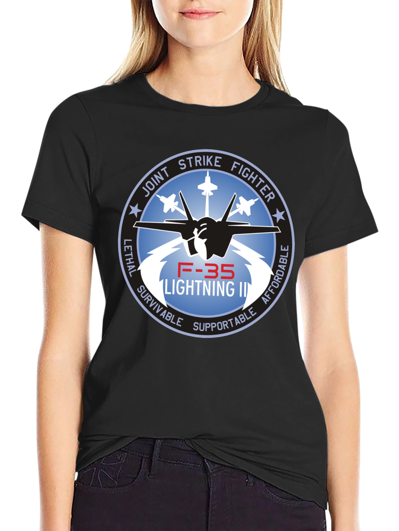 F-35 Lightning II Joint Strike Fighter Black T-Shirt
