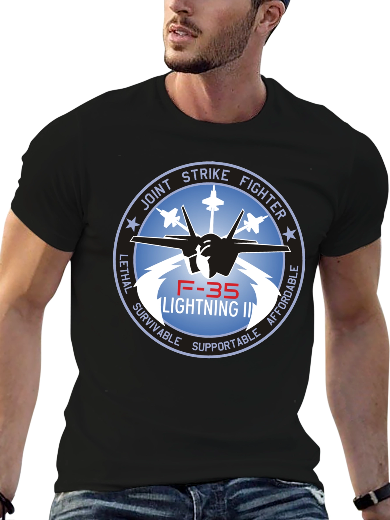 F-35 Lightning II Joint Strike Fighter Black T-Shirt