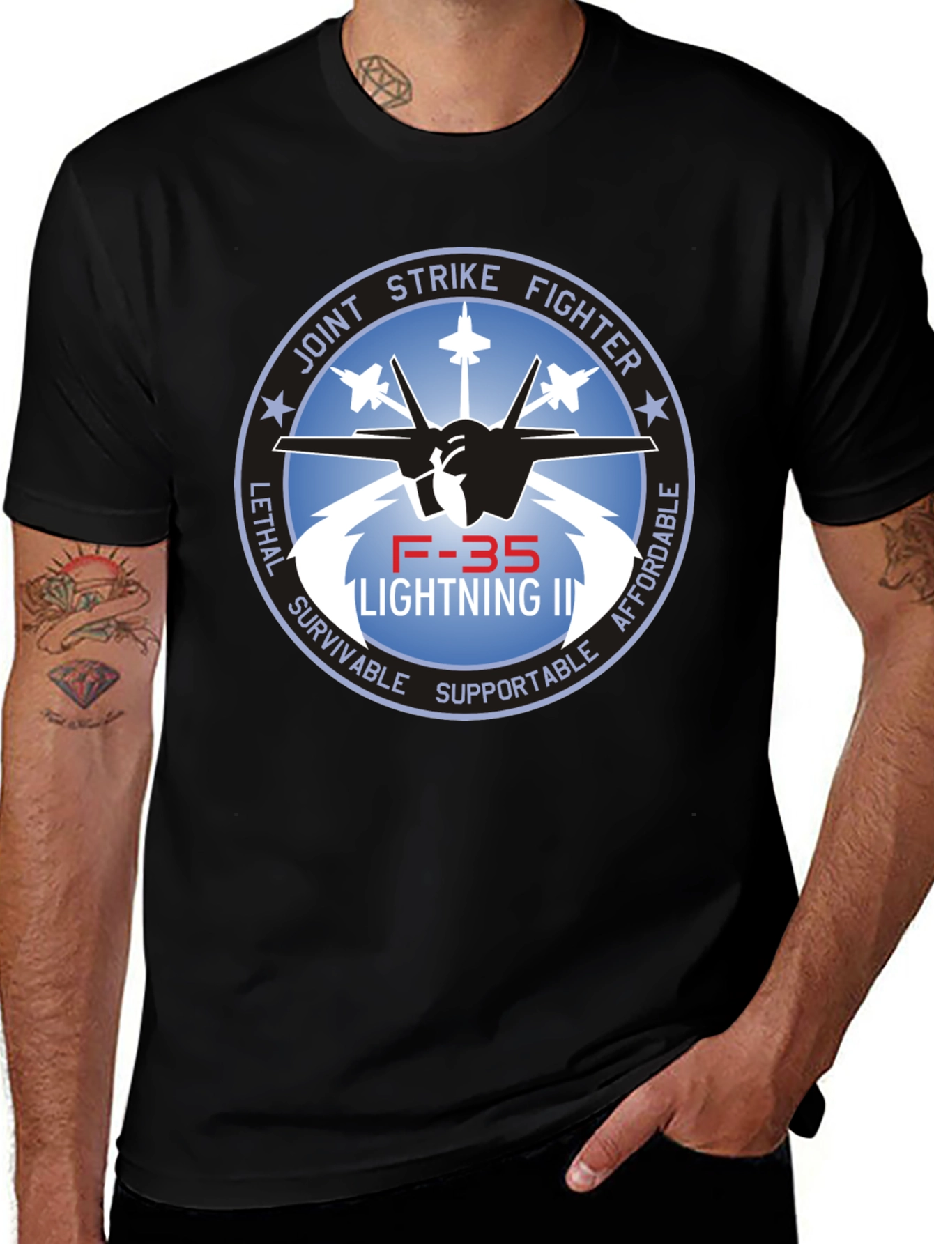 F-35 Lightning II Joint Strike Fighter Black T-Shirt