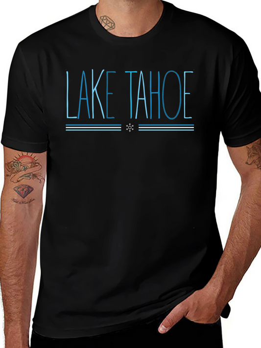Lake Tahoe Graphic Print Black T-Shirt