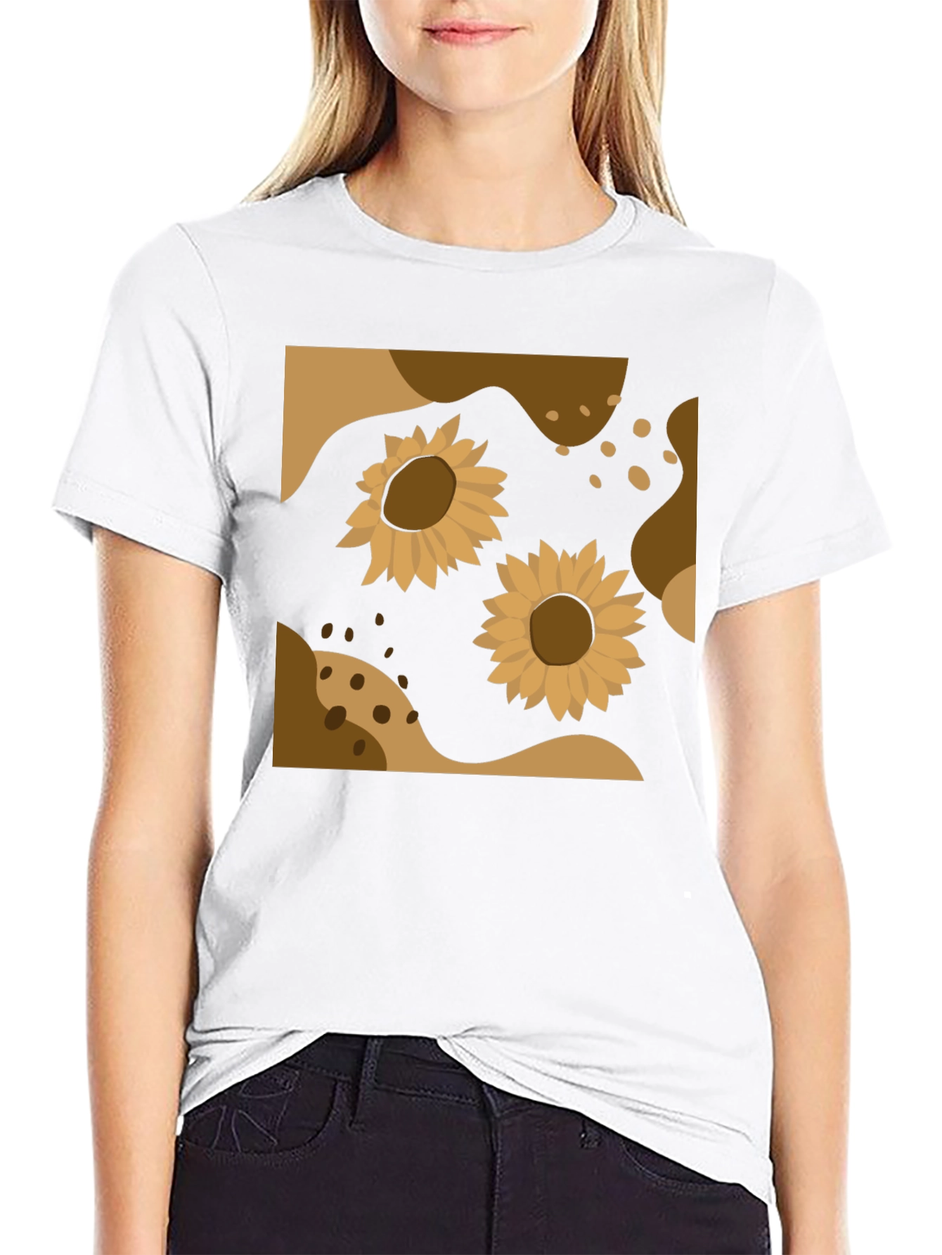 Sunflower Abstract Graphic Black Tee