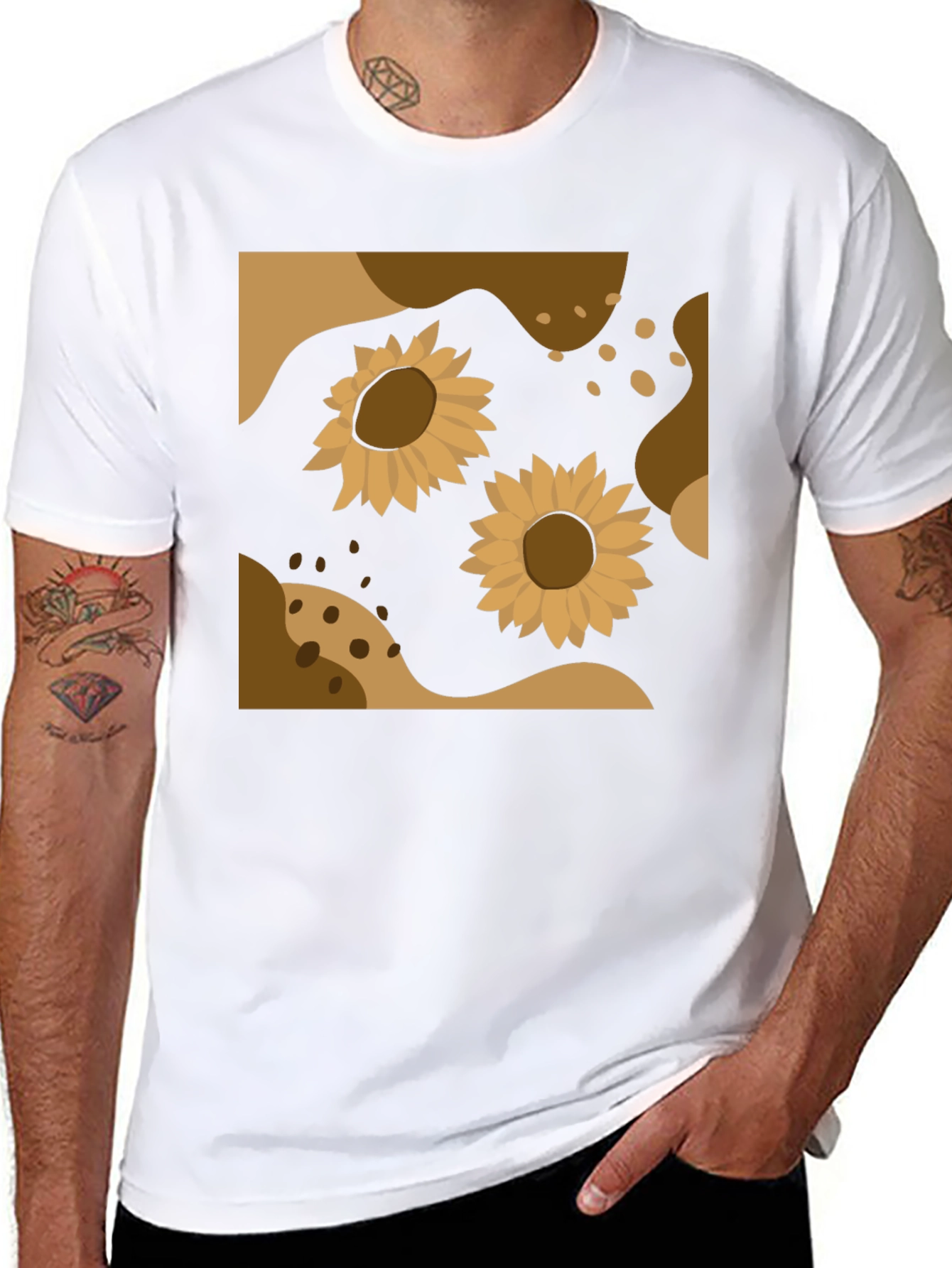 Sunflower Abstract Graphic Black Tee