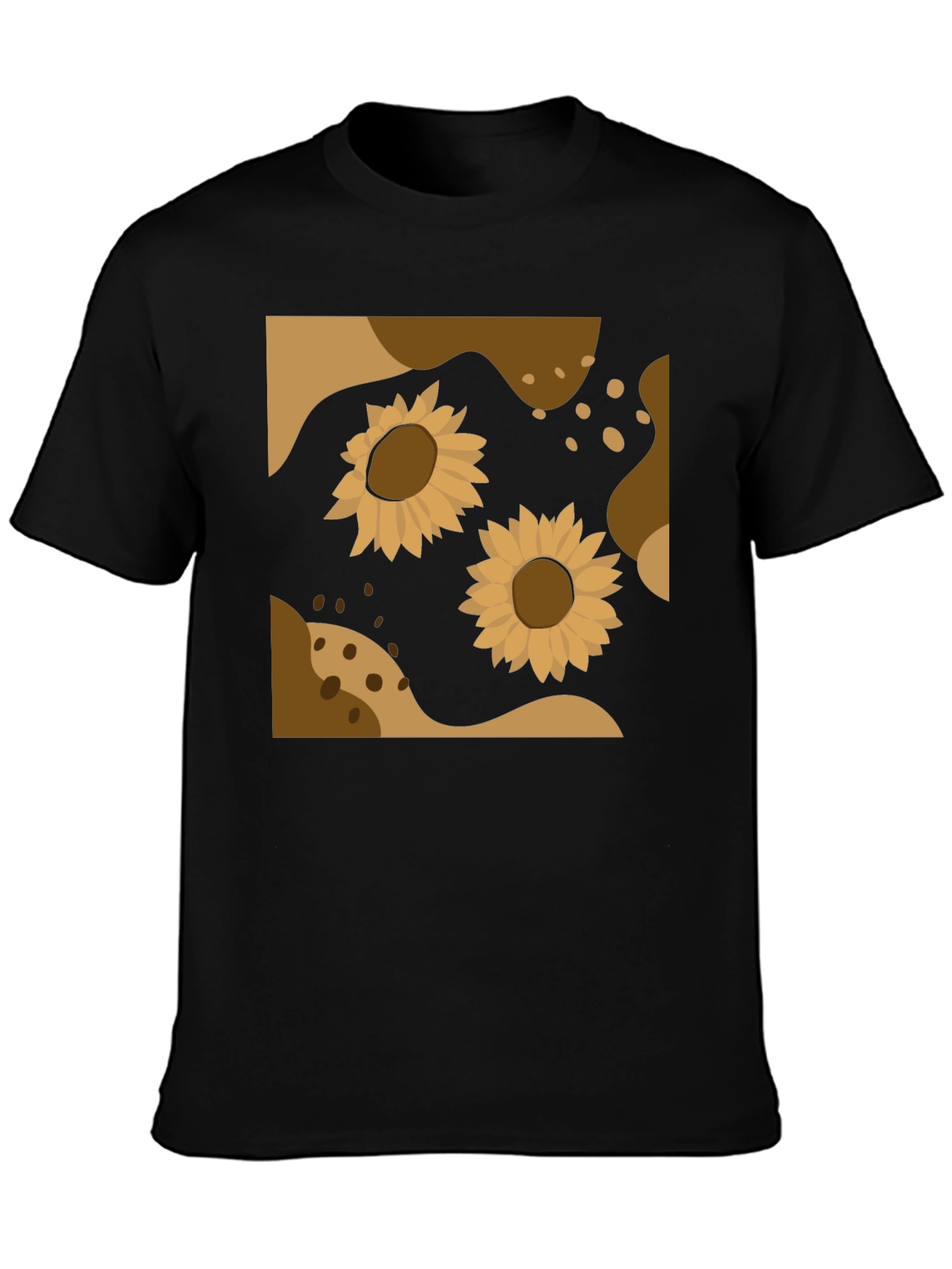 Sunflower Abstract Graphic Black Tee