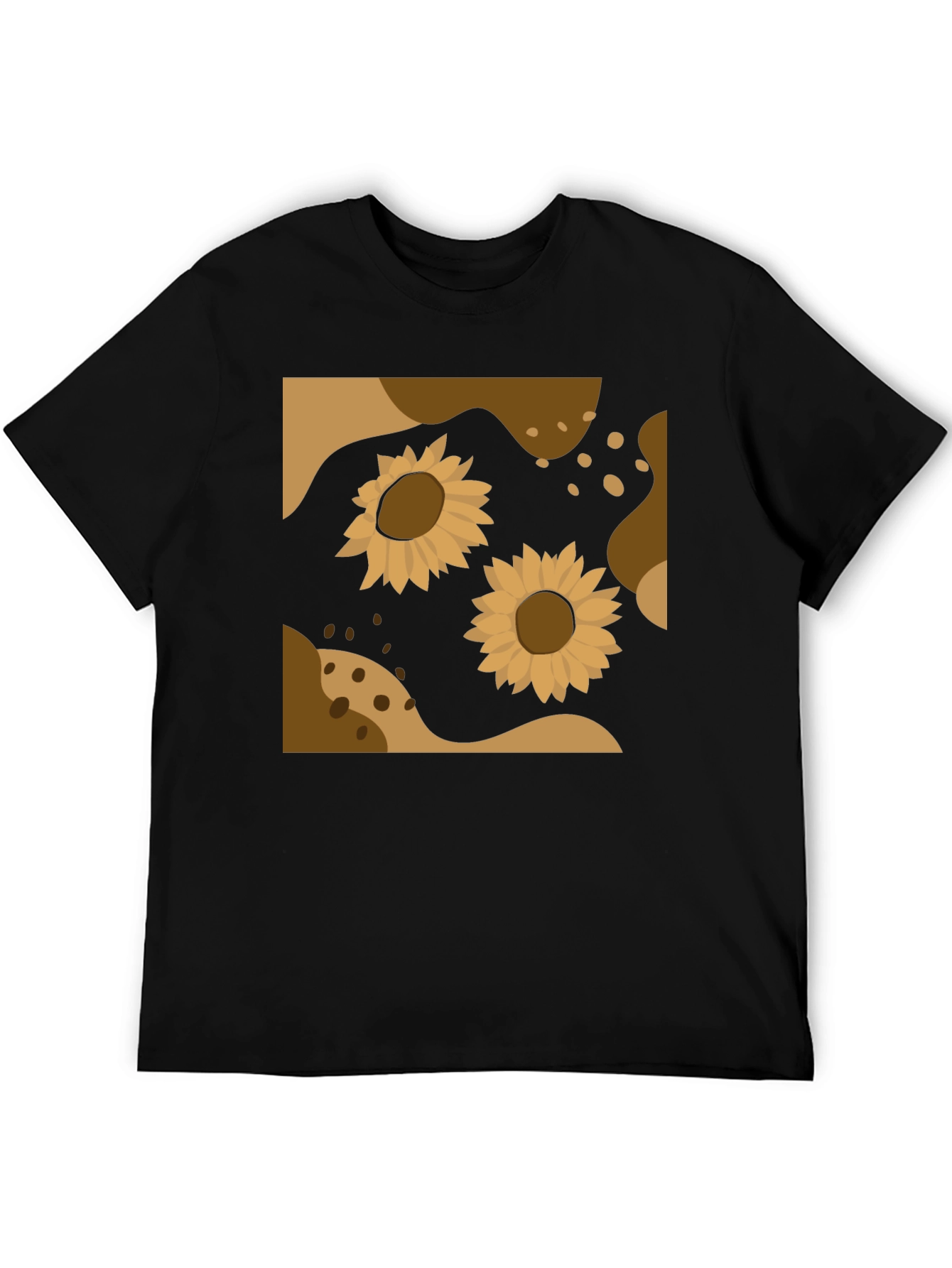 Sunflower Abstract Graphic Black Tee