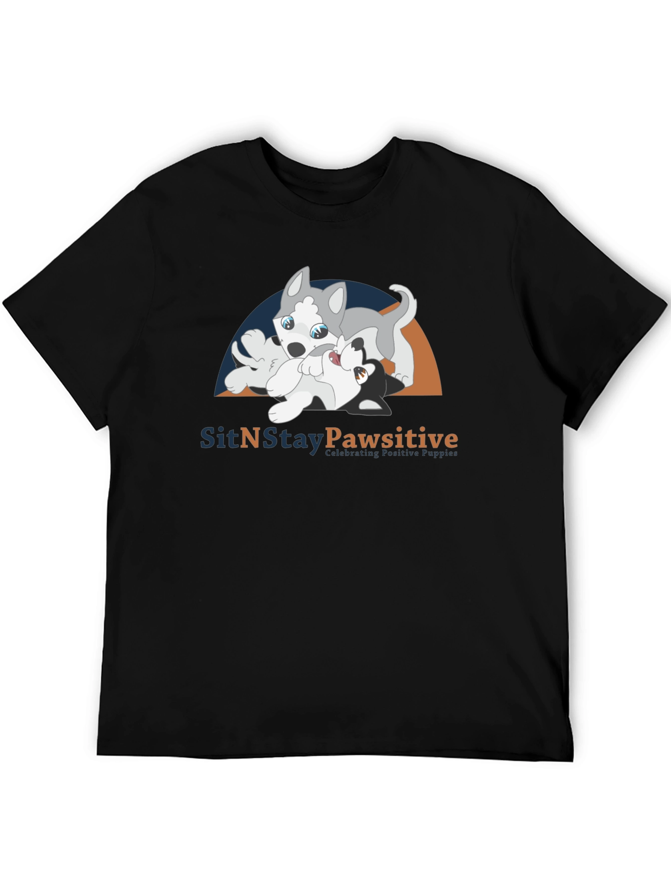 SitNStay Pawsitive Black Cotton T-Shirt