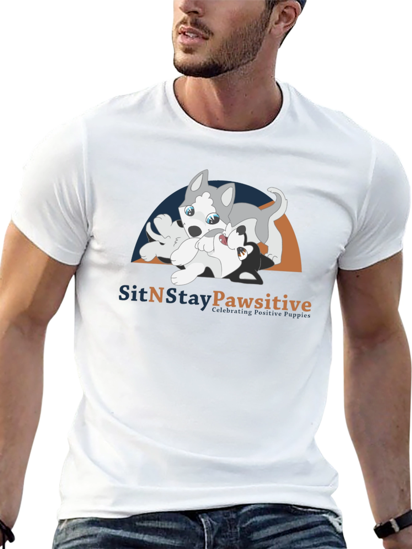 SitNStay Pawsitive Black Cotton T-Shirt