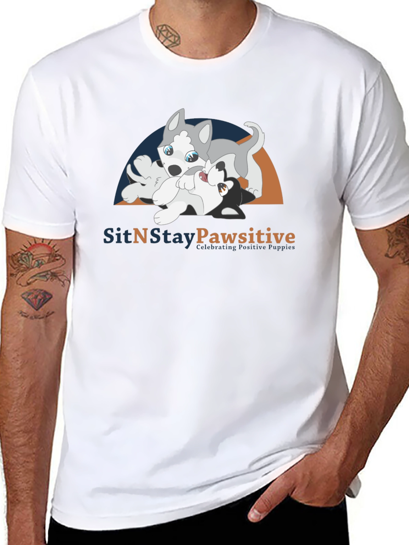 SitNStay Pawsitive Black Cotton T-Shirt