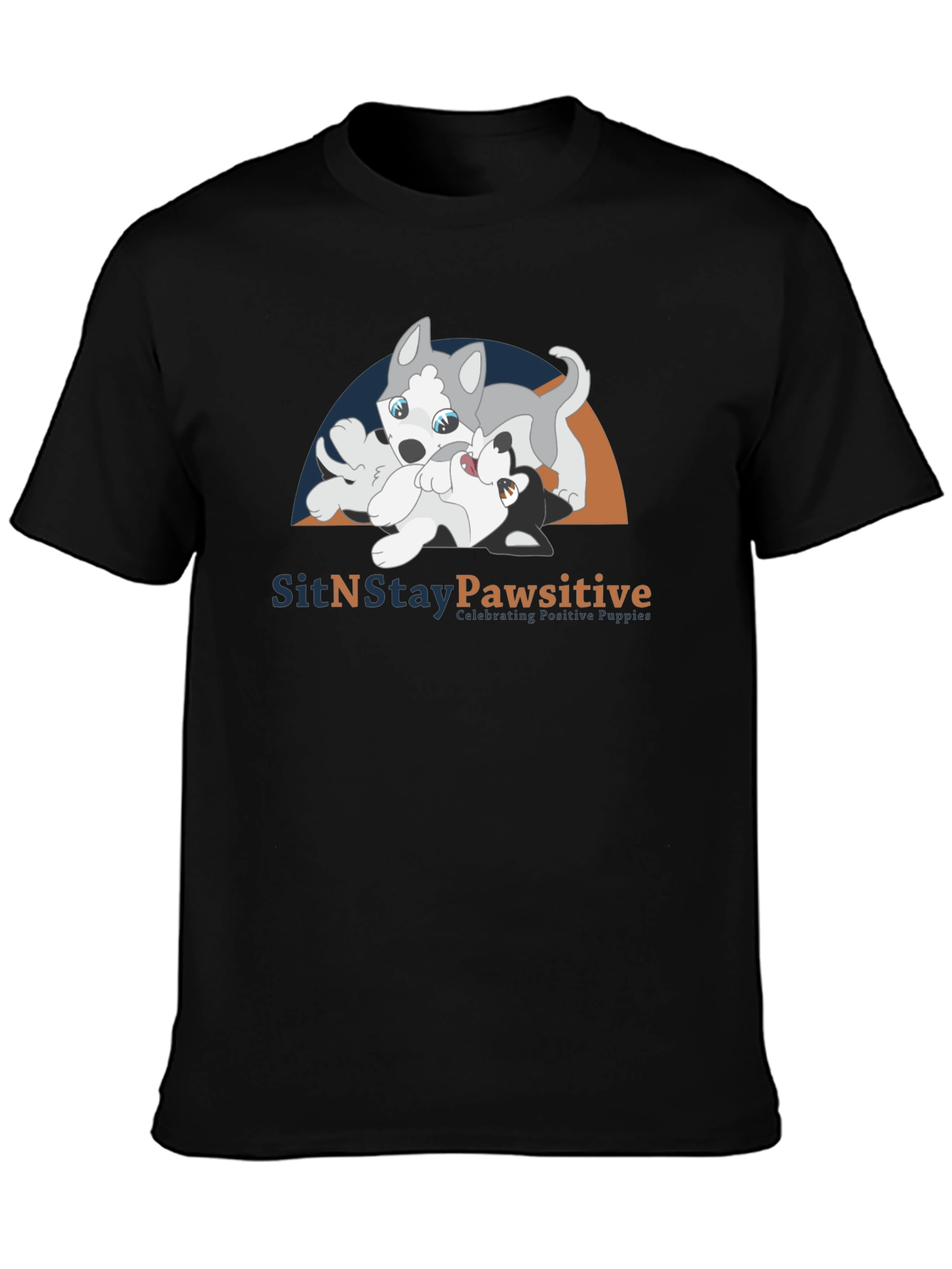 SitNStay Pawsitive Black Cotton T-Shirt
