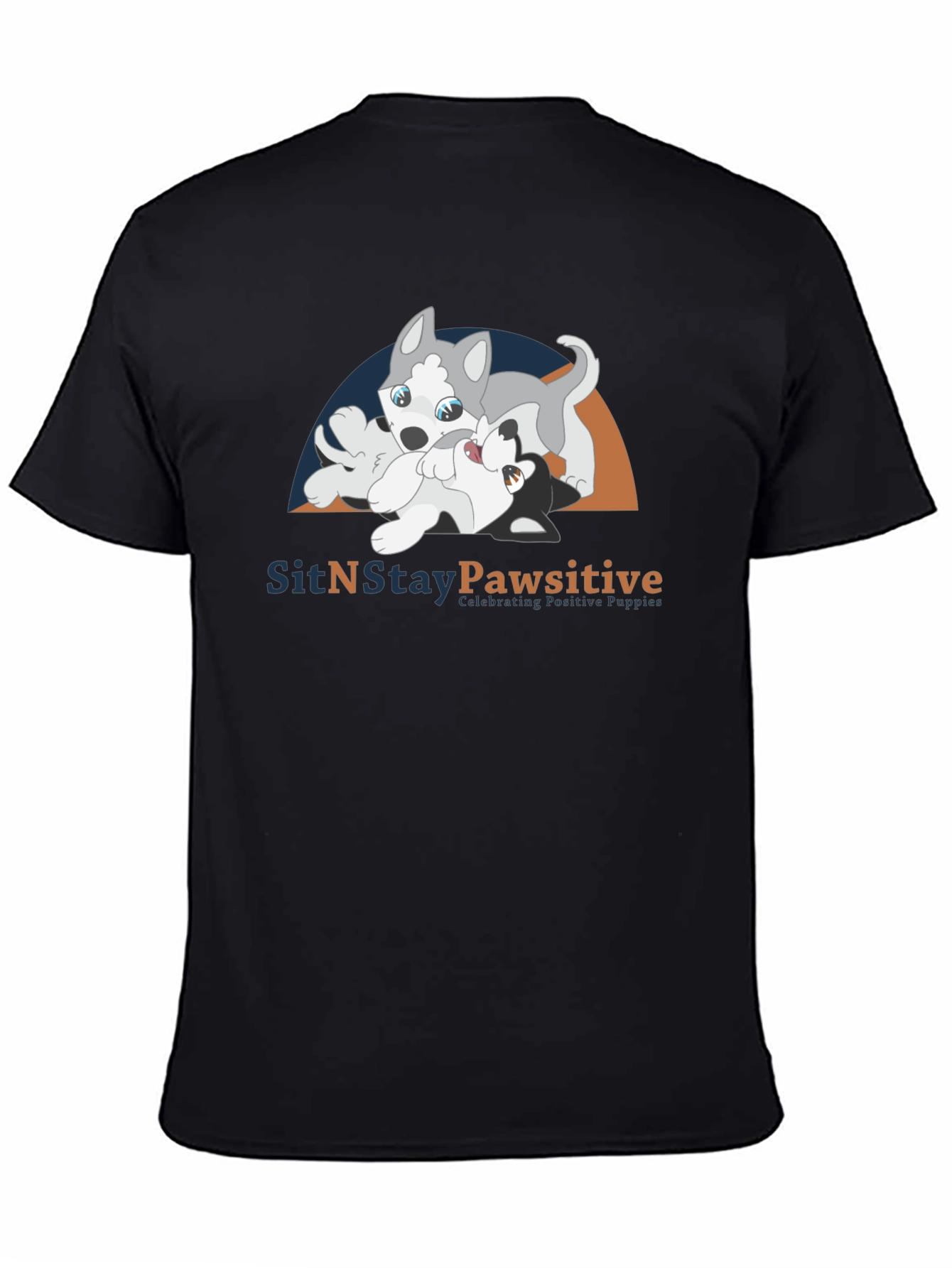 SitNStay Pawsitive Black Cotton T-Shirt