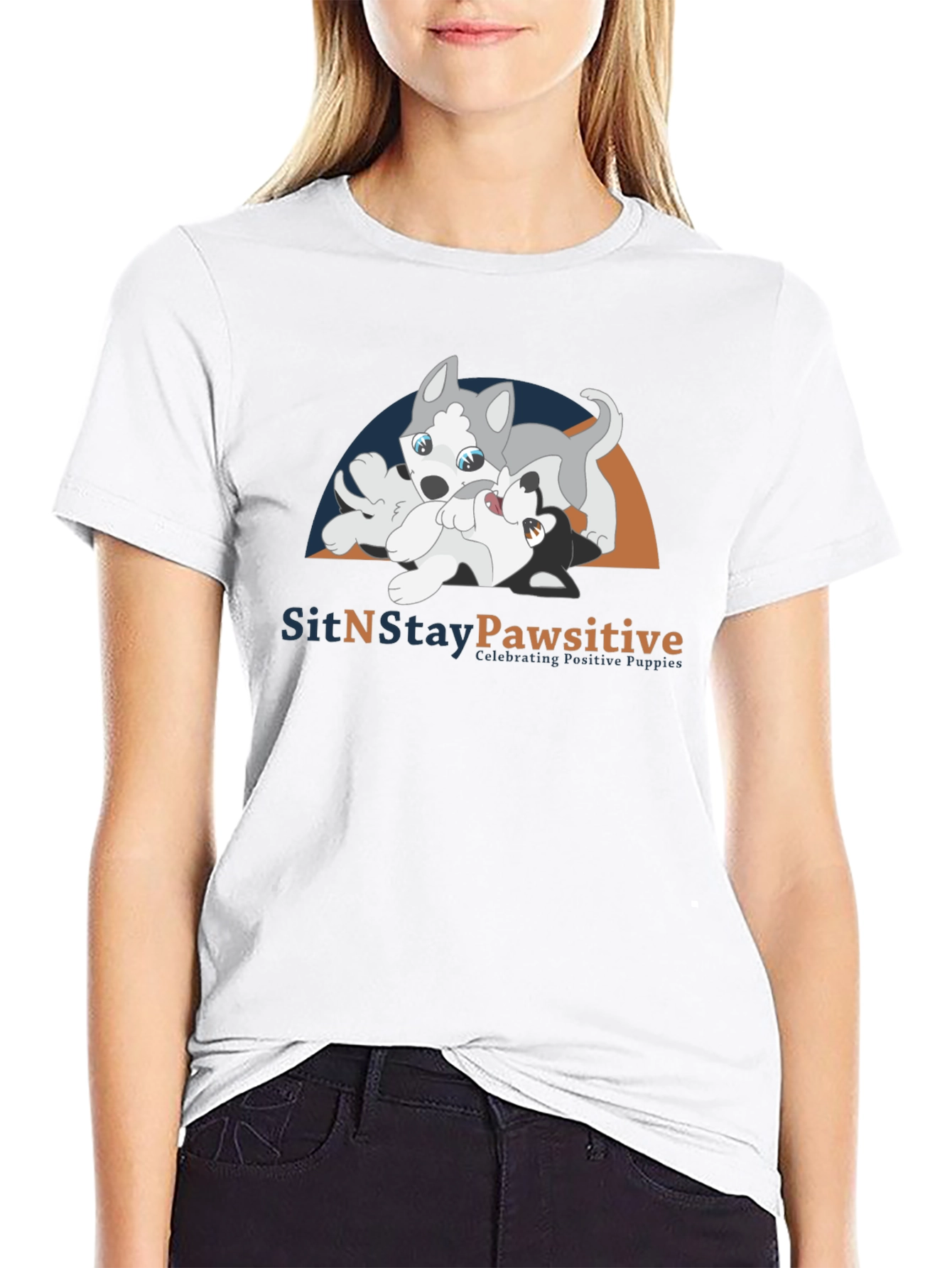 SitNStay Pawsitive Black Cotton T-Shirt