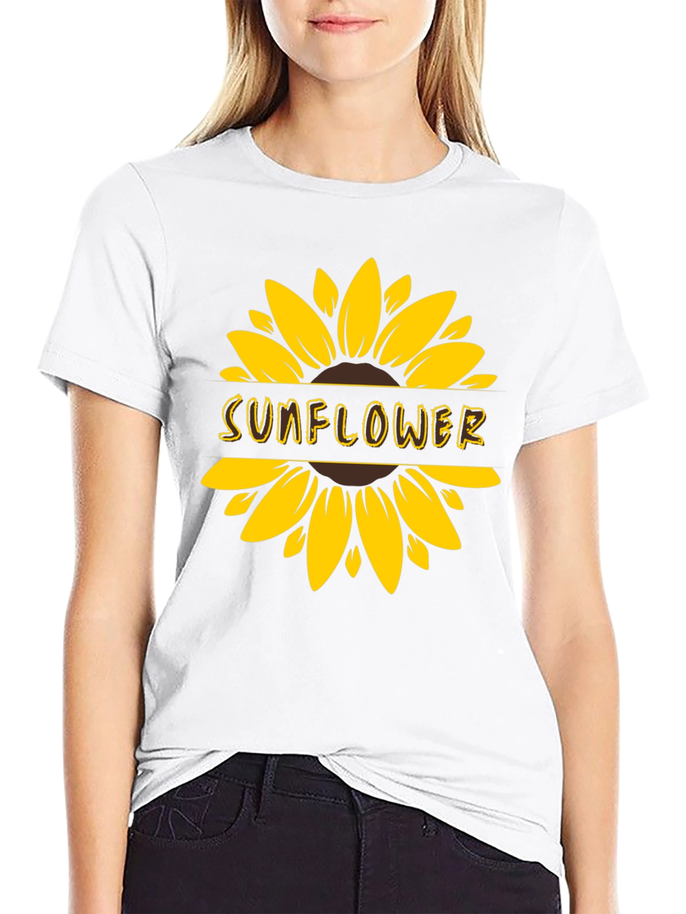 Sunflower Graphic Tee - Stylish Black Cotton T-Shirt