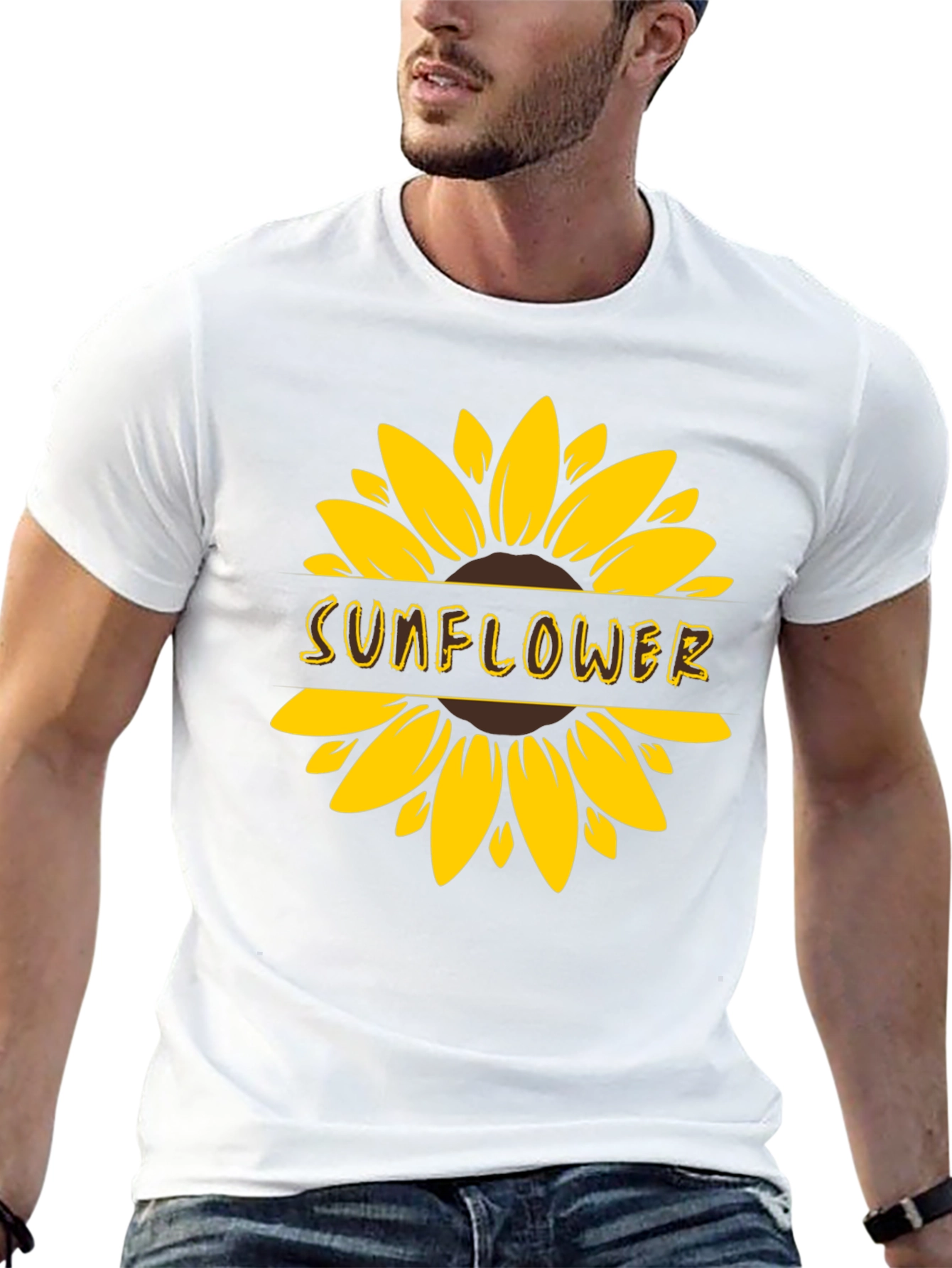 Sunflower Graphic Tee - Stylish Black Cotton T-Shirt