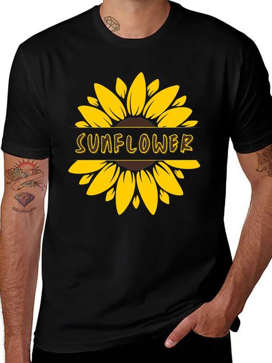 Sunflower Graphic Tee - Stylish Black Cotton T-Shirt