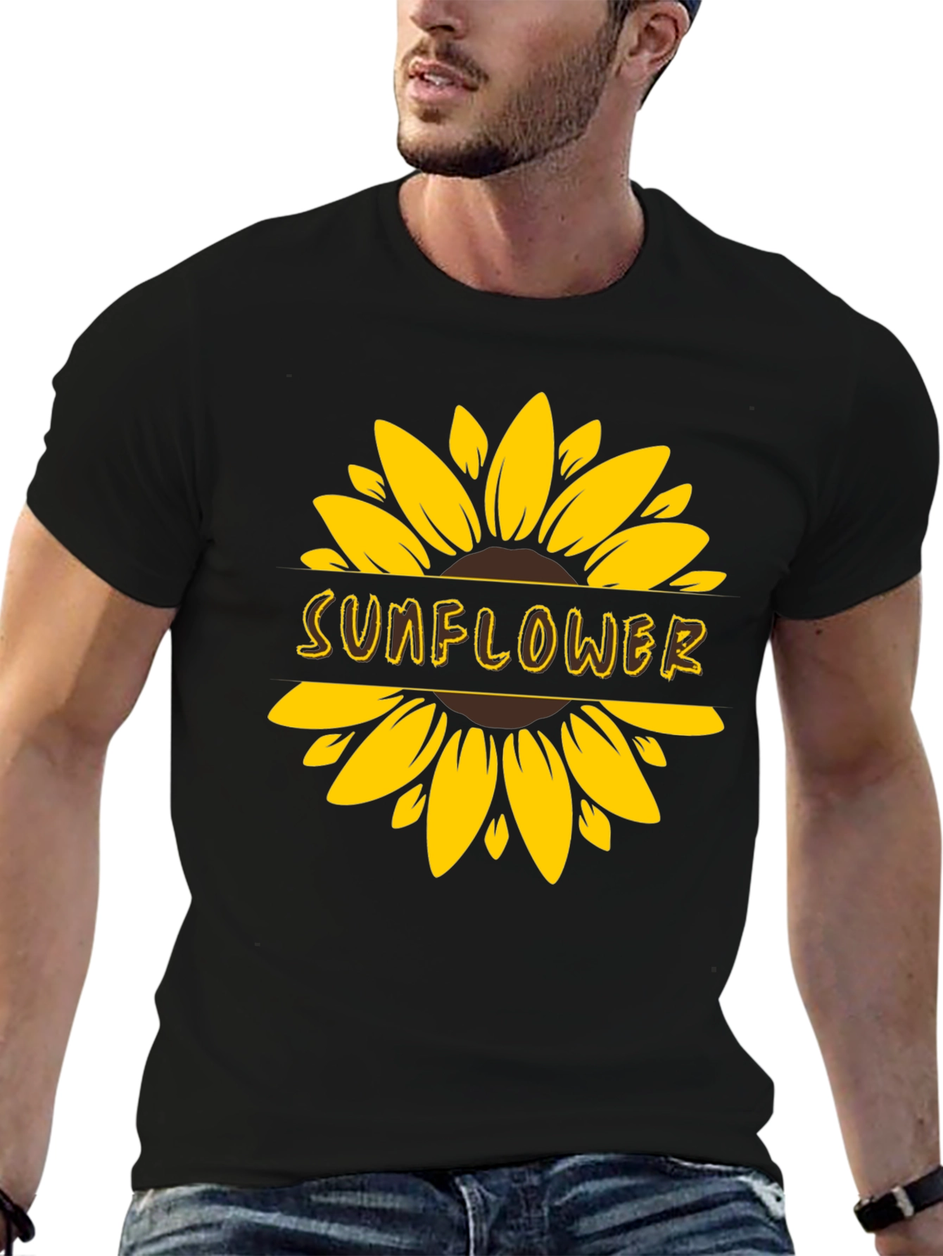 Sunflower Graphic Tee - Stylish Black Cotton T-Shirt