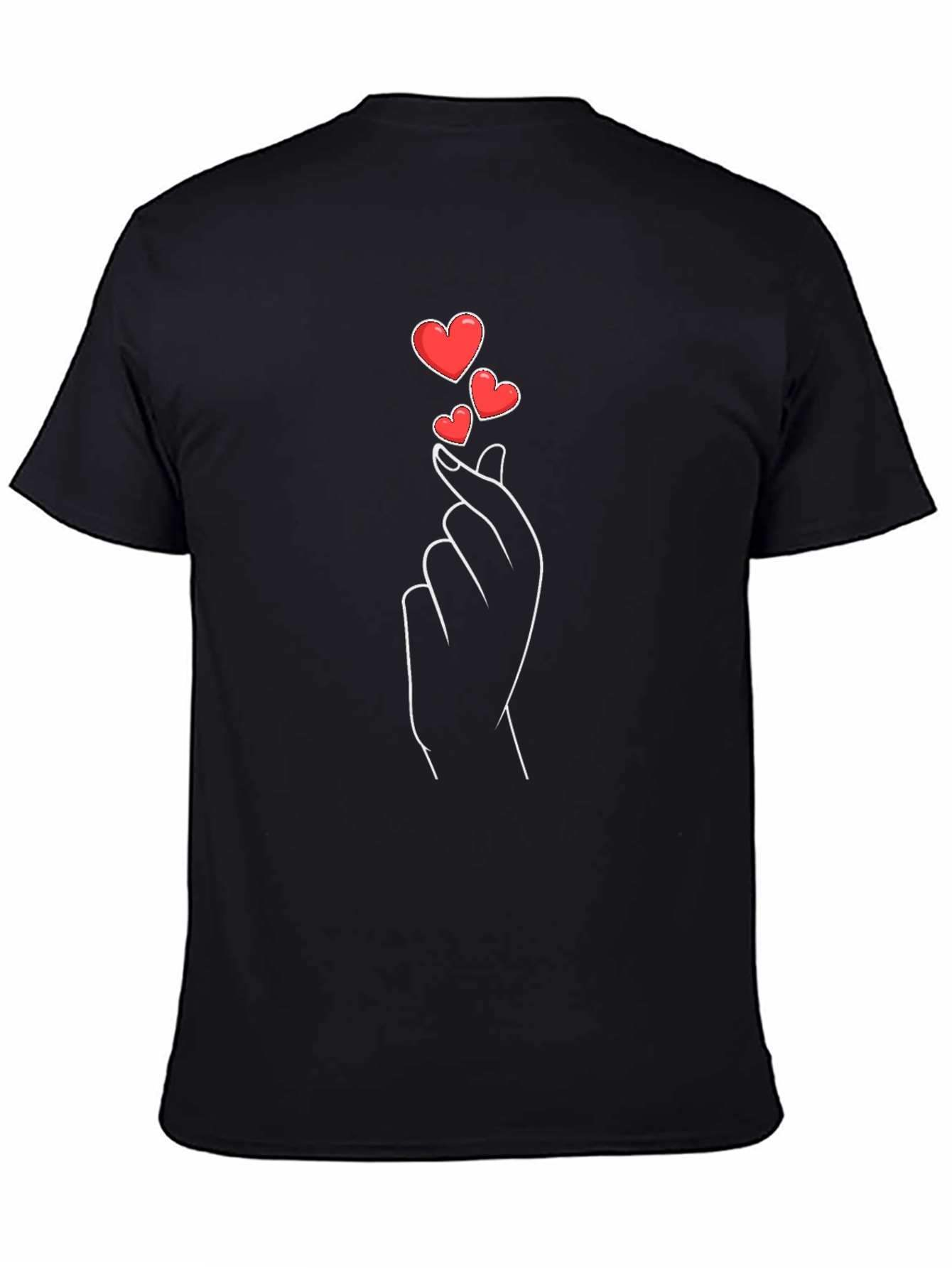 Heart Finger Love Gesture Graphic Tee - Black