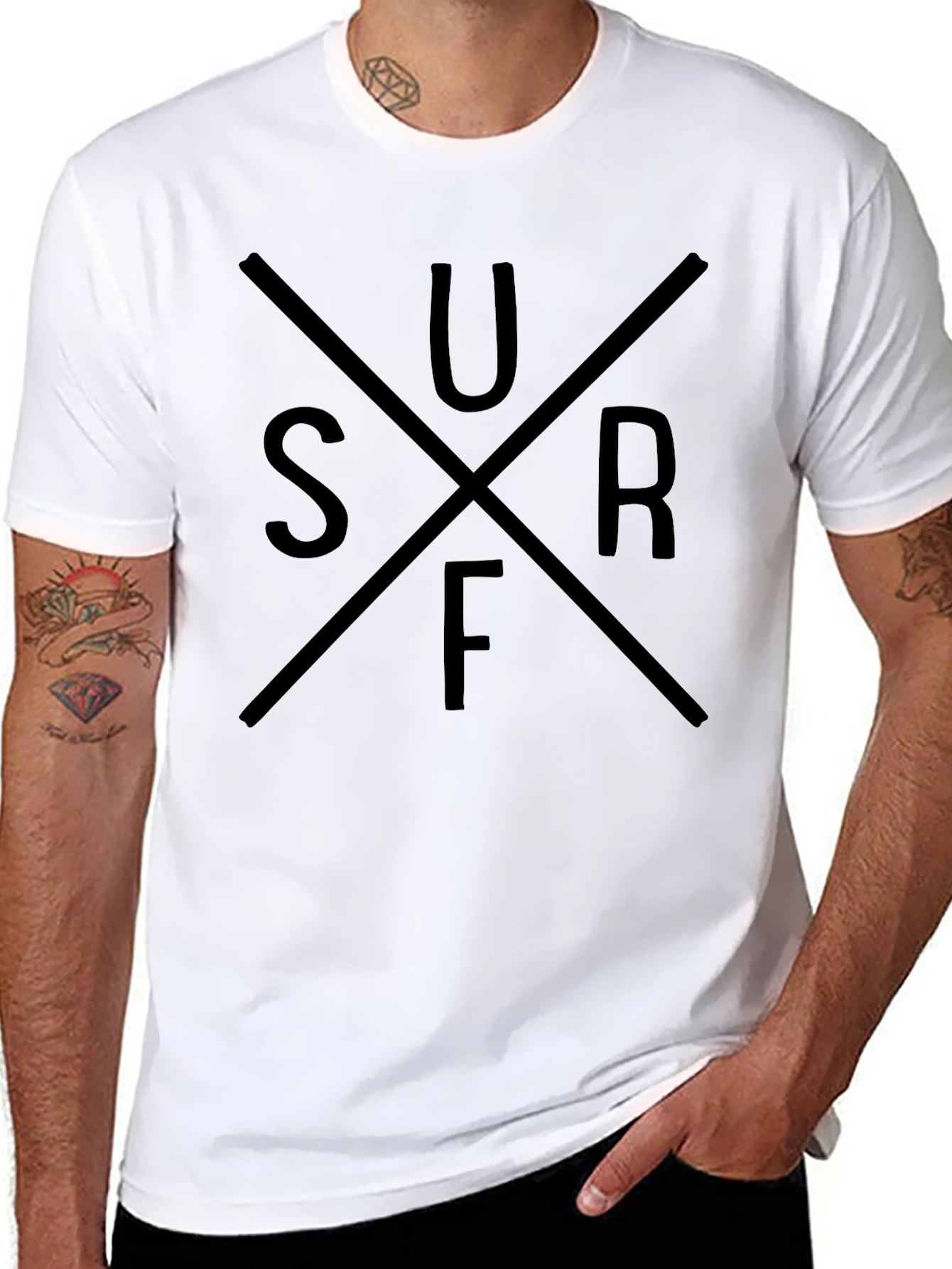 Mens Black Surf Graphic T-Shirt