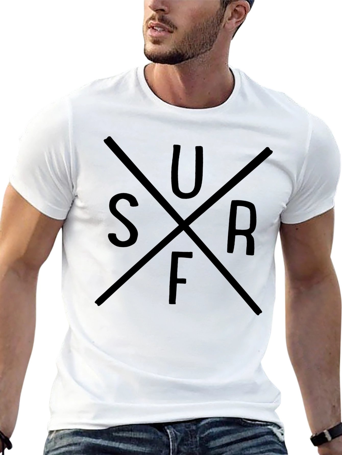 Mens Black Surf Graphic T-Shirt