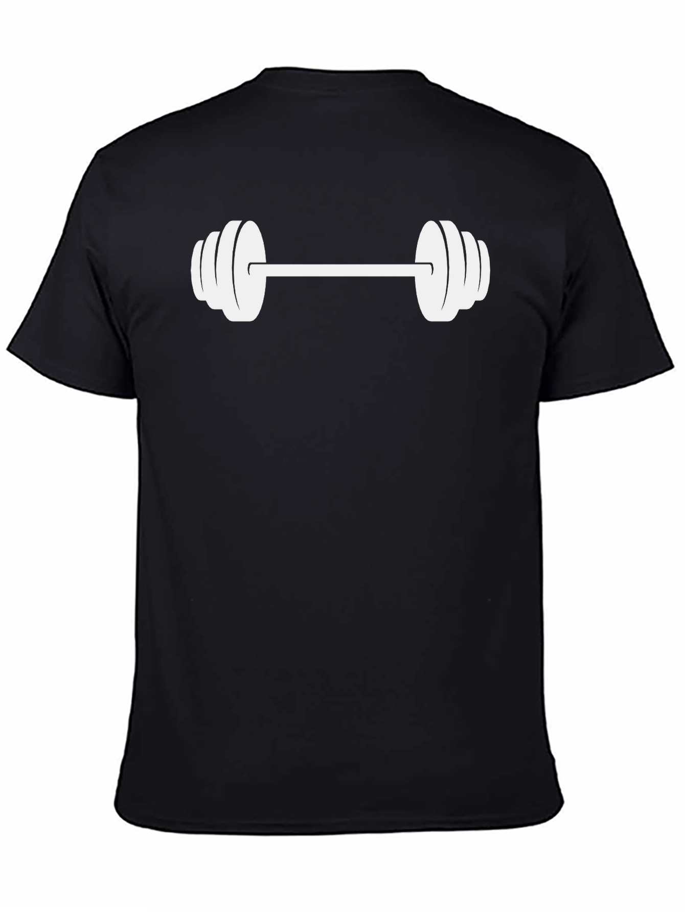 Black Graphic Tee with White Barbell Design