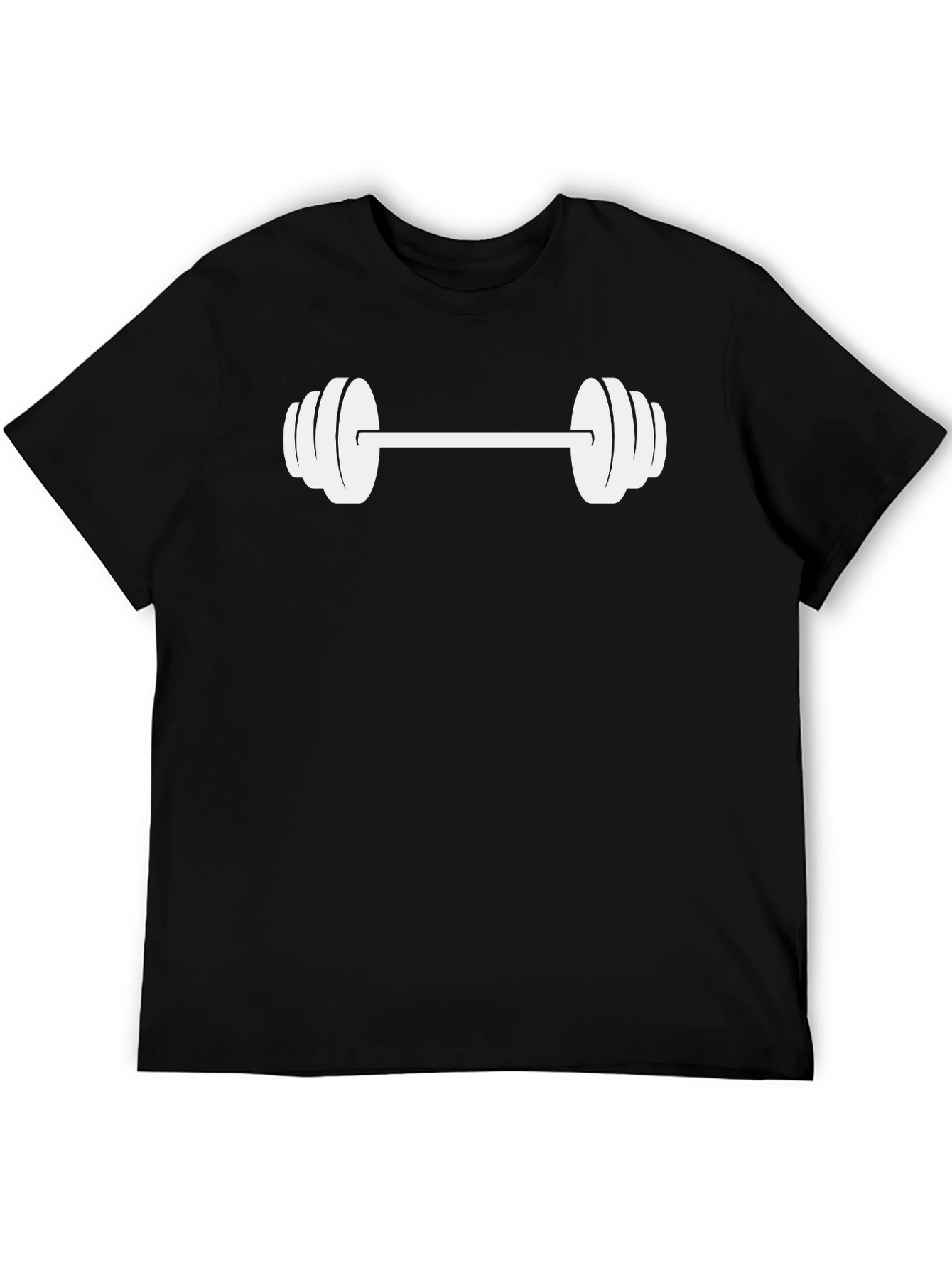 Black Graphic Tee with White Barbell Design