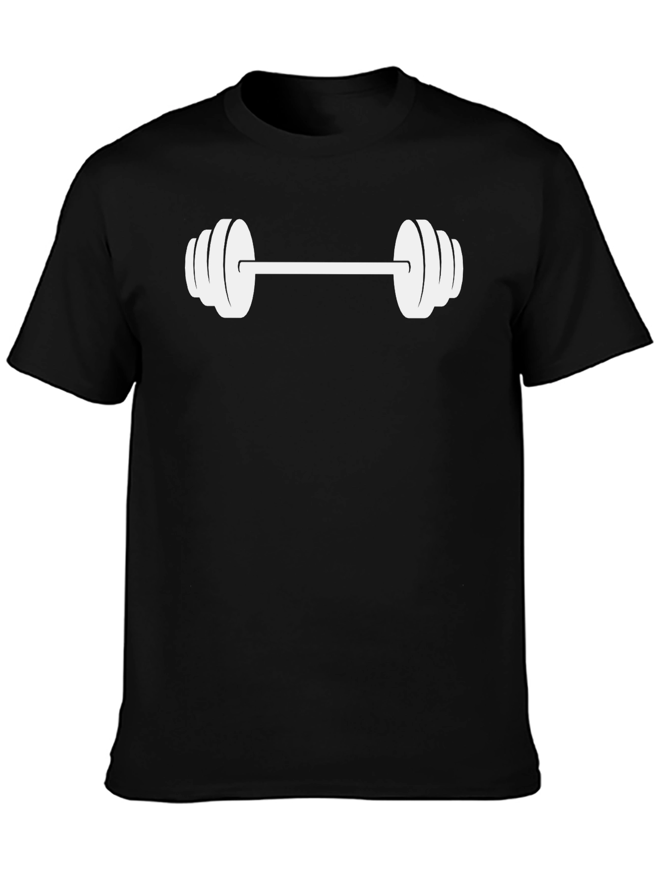 Black Graphic Tee with White Barbell Design