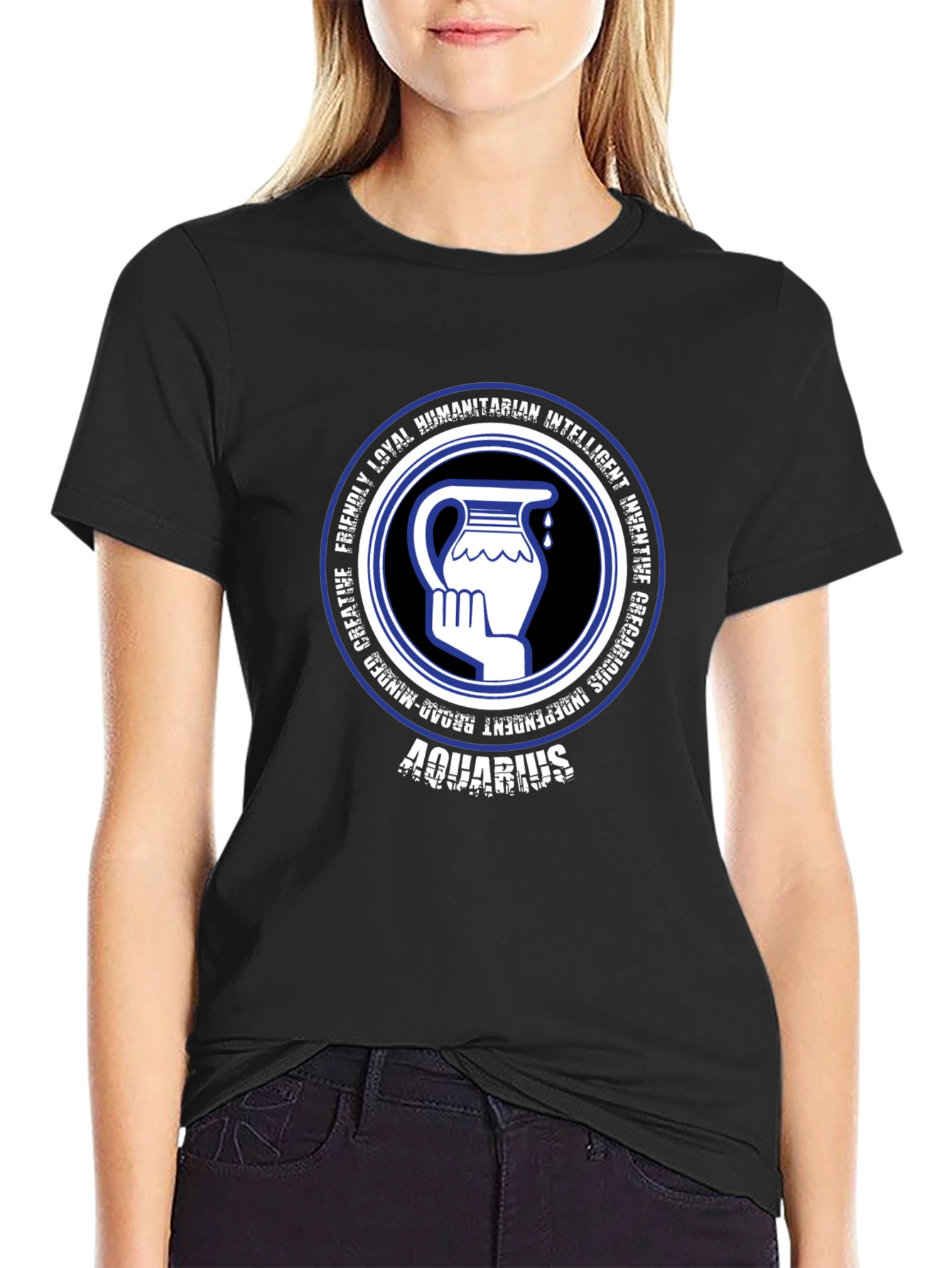 Aquarius Zodiac T-Shirt - Black Graphic Tee