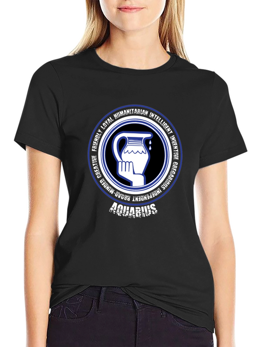 Aquarius Zodiac T-Shirt - Black Graphic Tee