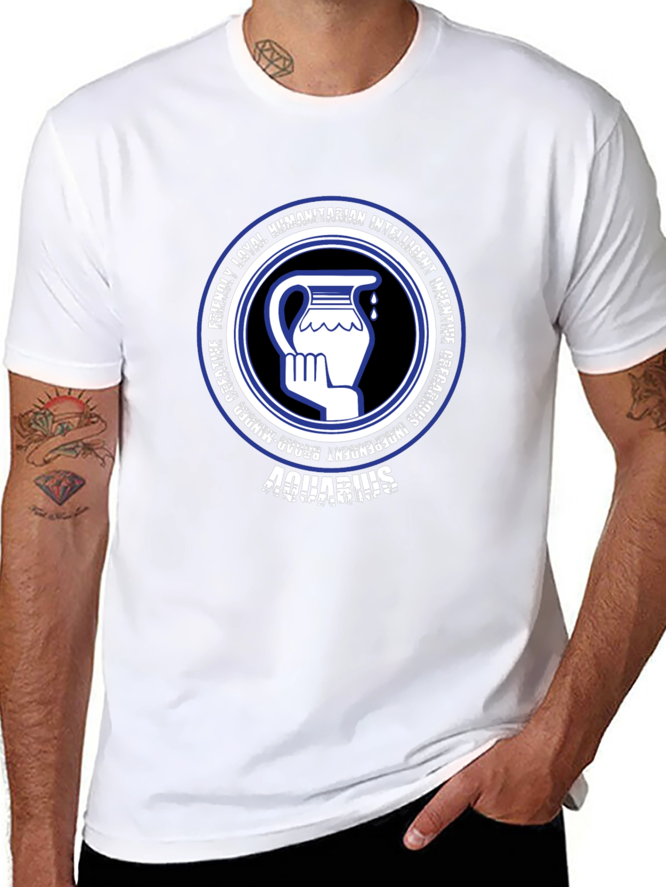 Aquarius Zodiac T-Shirt - Black Graphic Tee