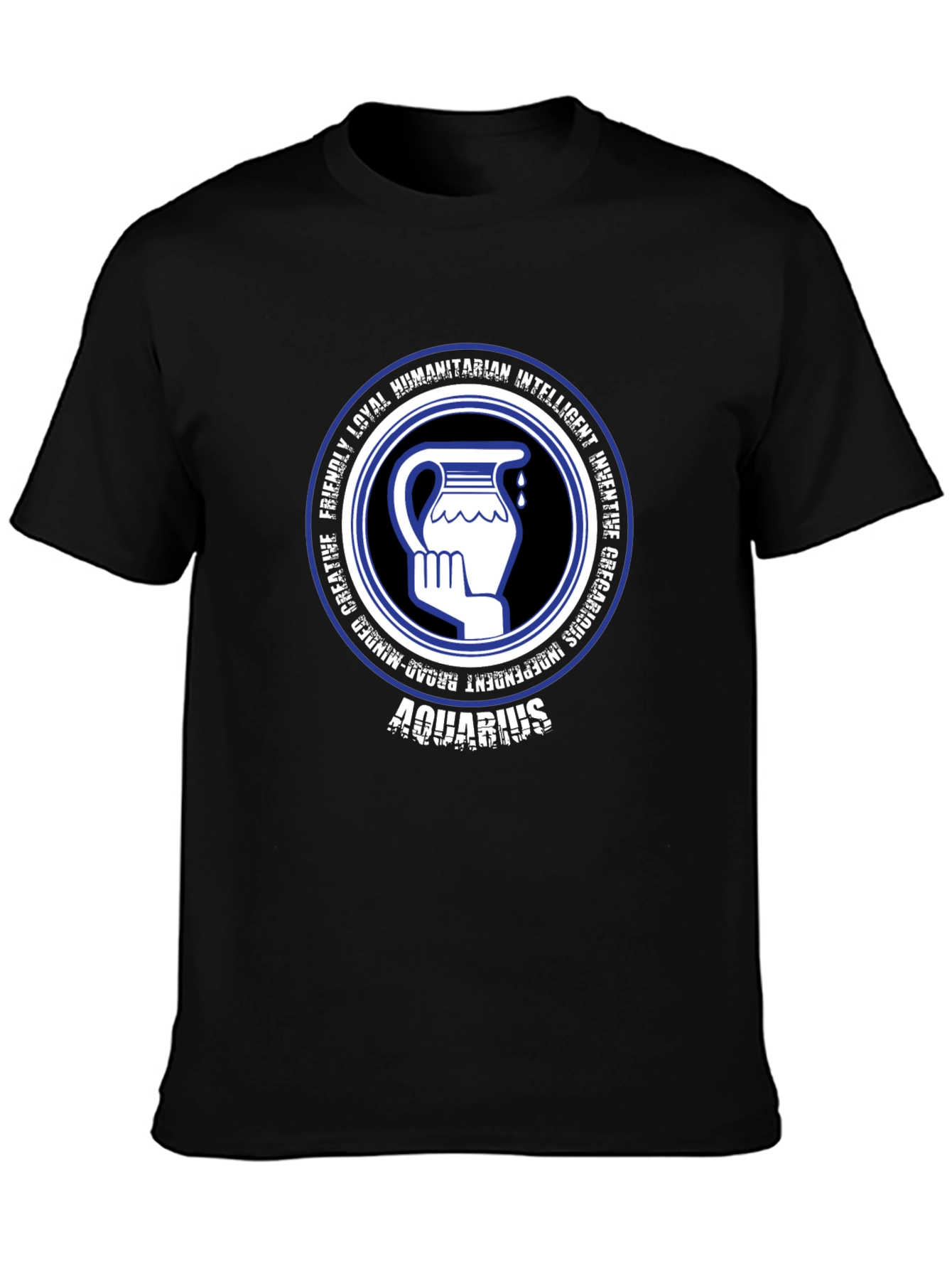 Aquarius Zodiac T-Shirt - Black Graphic Tee