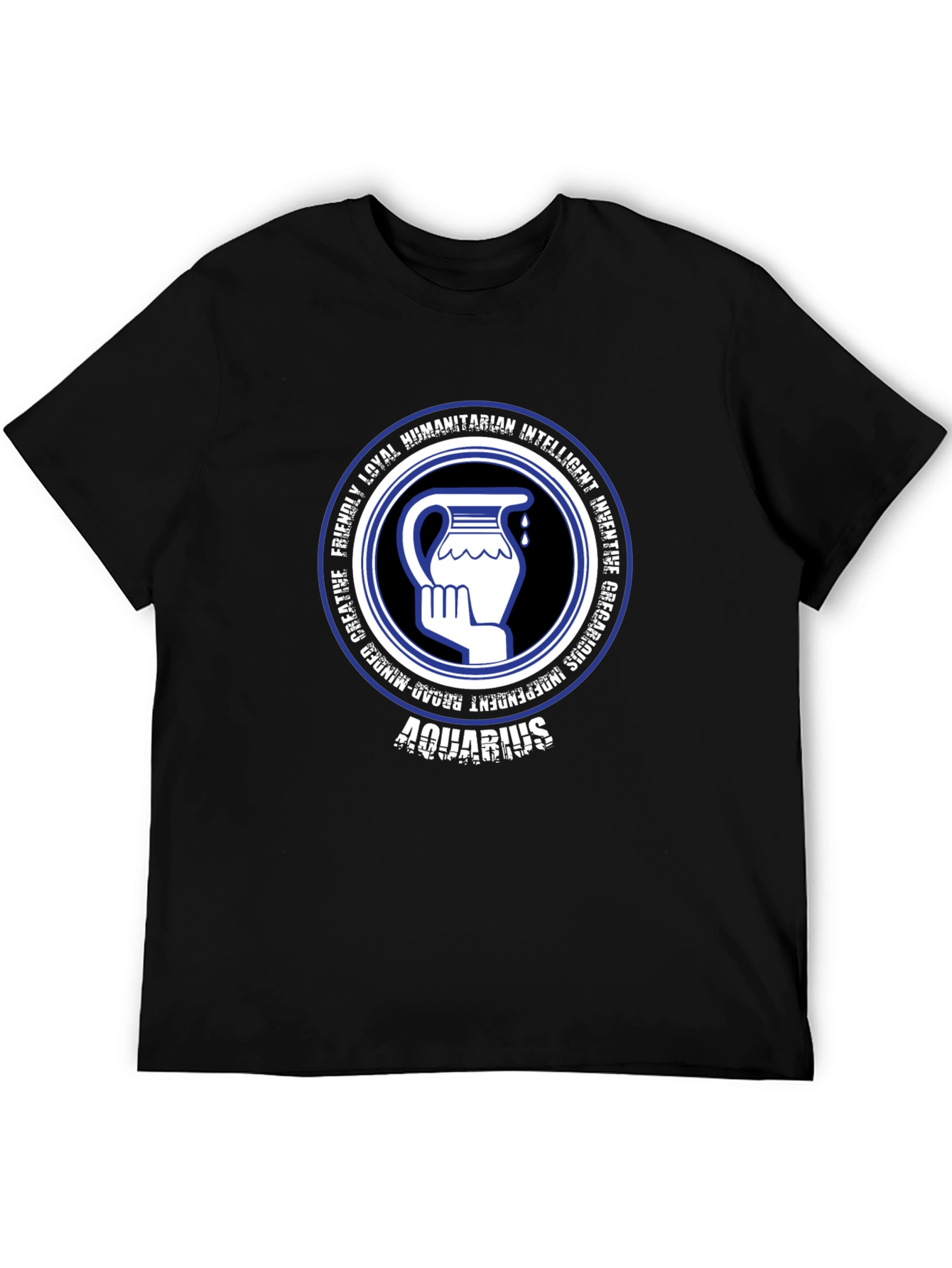 Aquarius Zodiac T-Shirt - Black Graphic Tee