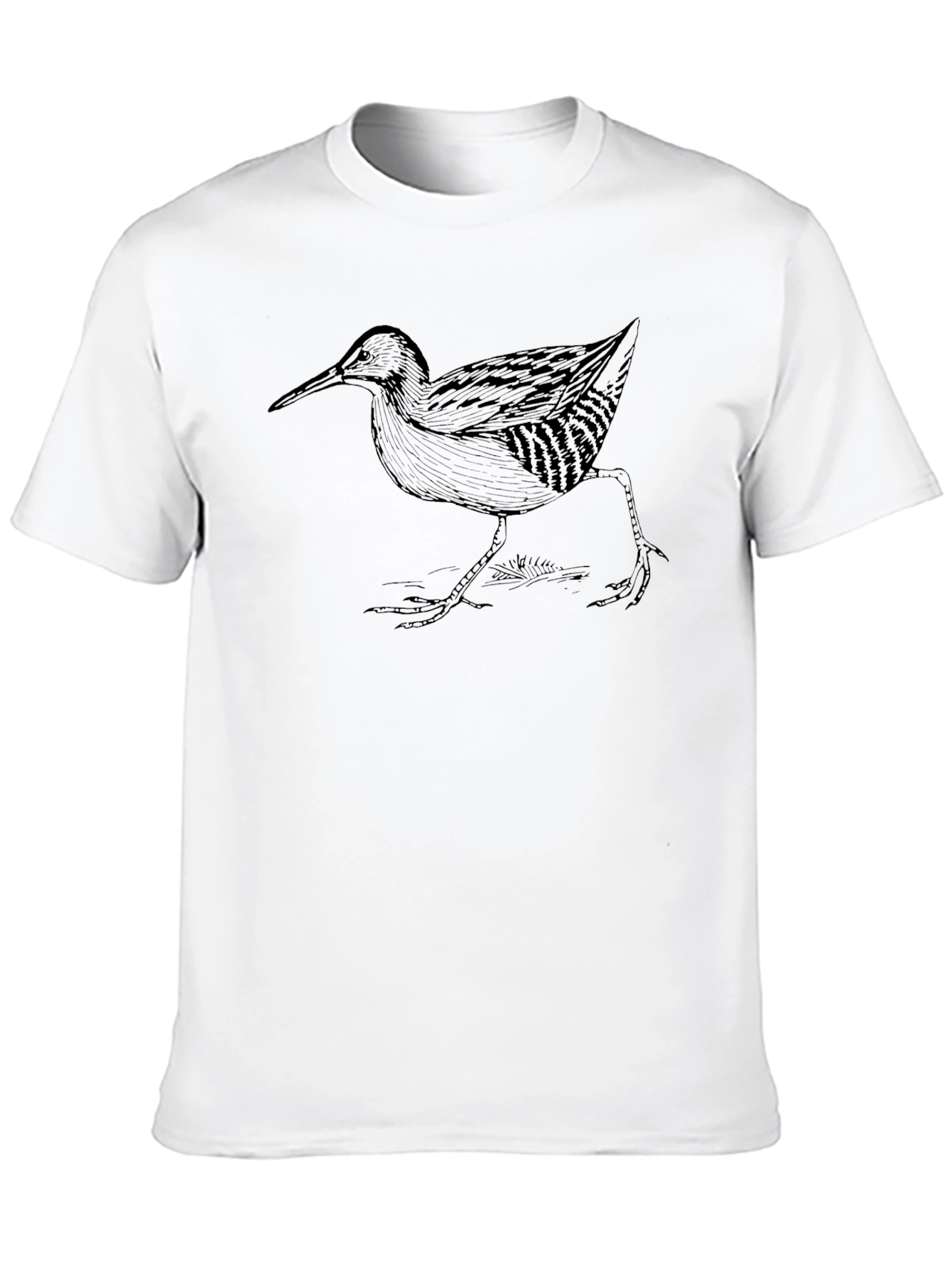 Stylized Bird Print Black T-Shirt