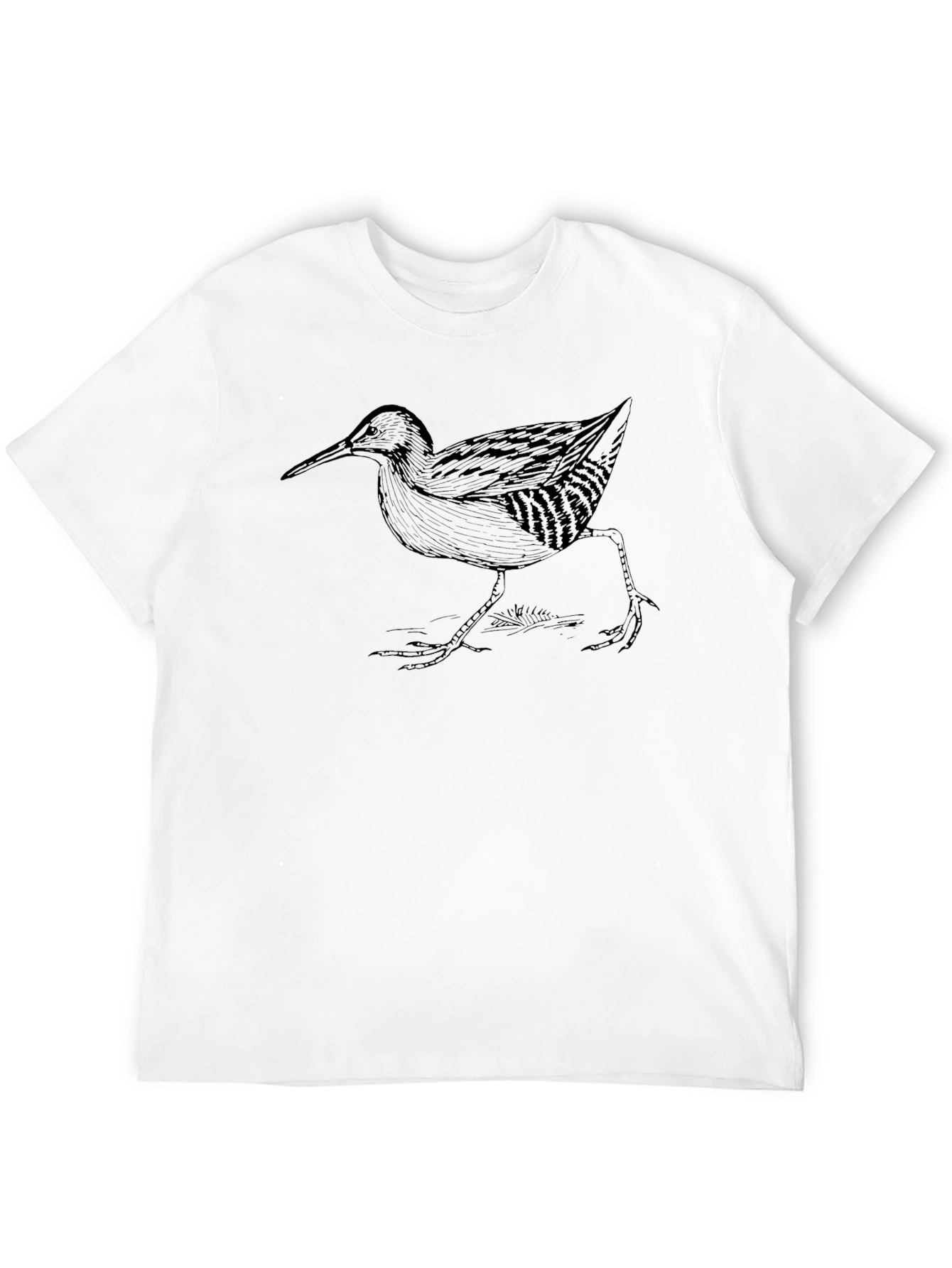 Stylized Bird Print Black T-Shirt