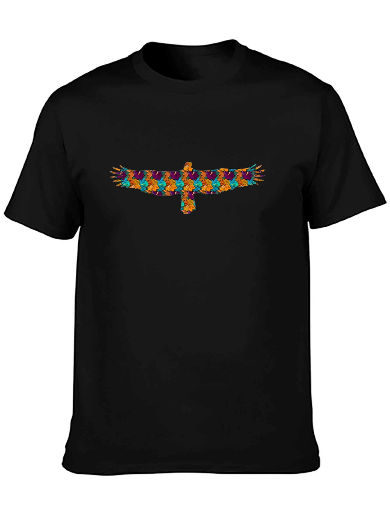 Floral Eagle Graphic Black T-Shirt