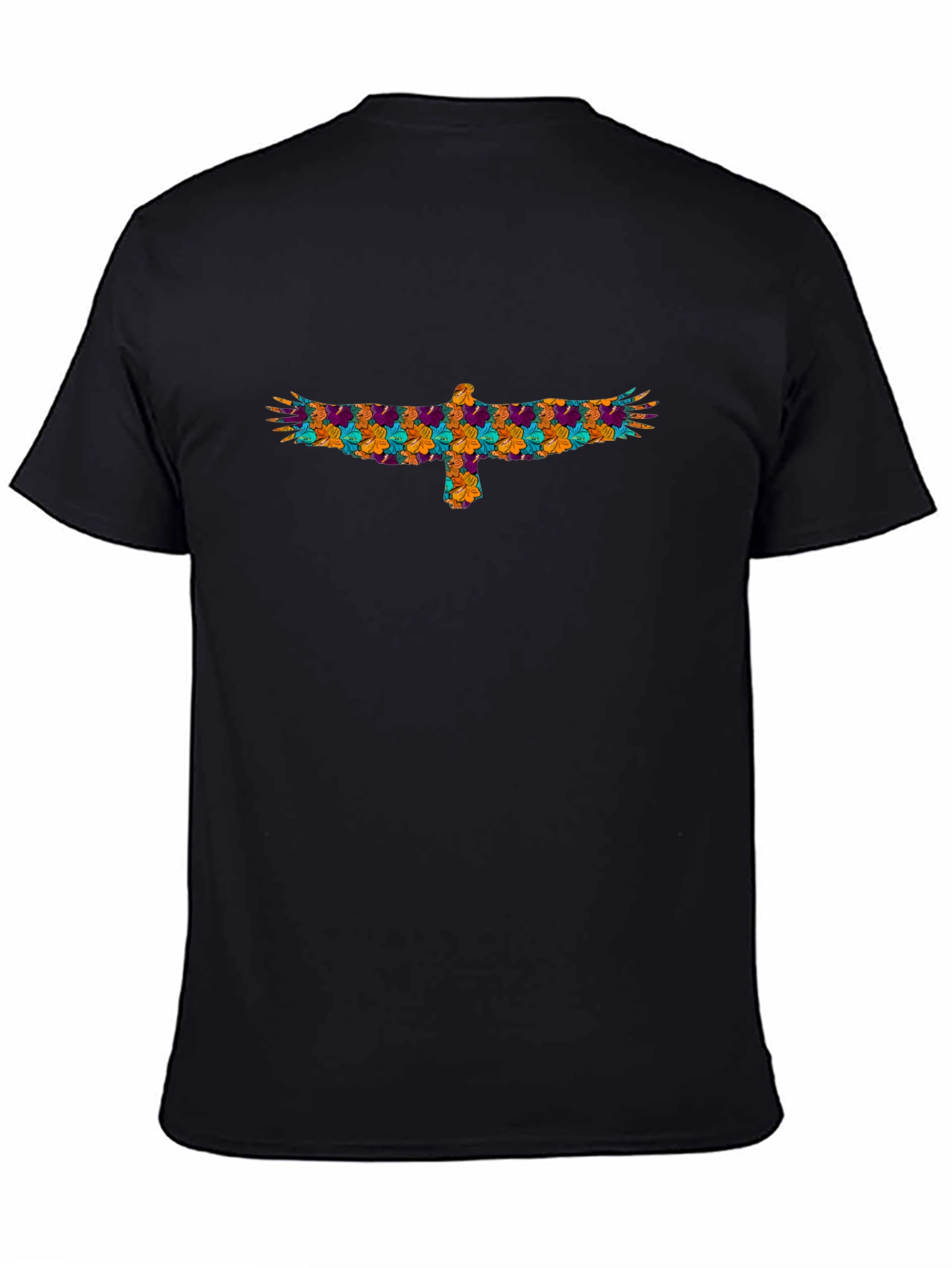 Floral Eagle Graphic Black T-Shirt