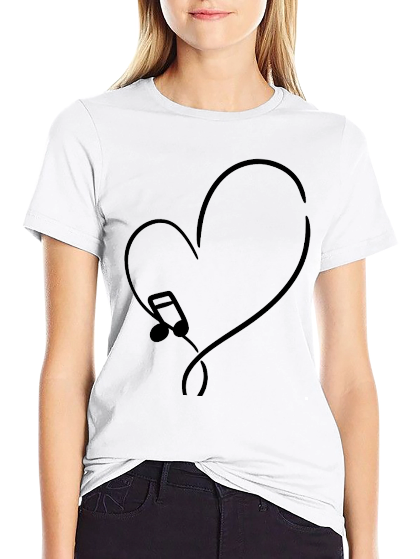 Heart Music Note Graphic T-Shirt